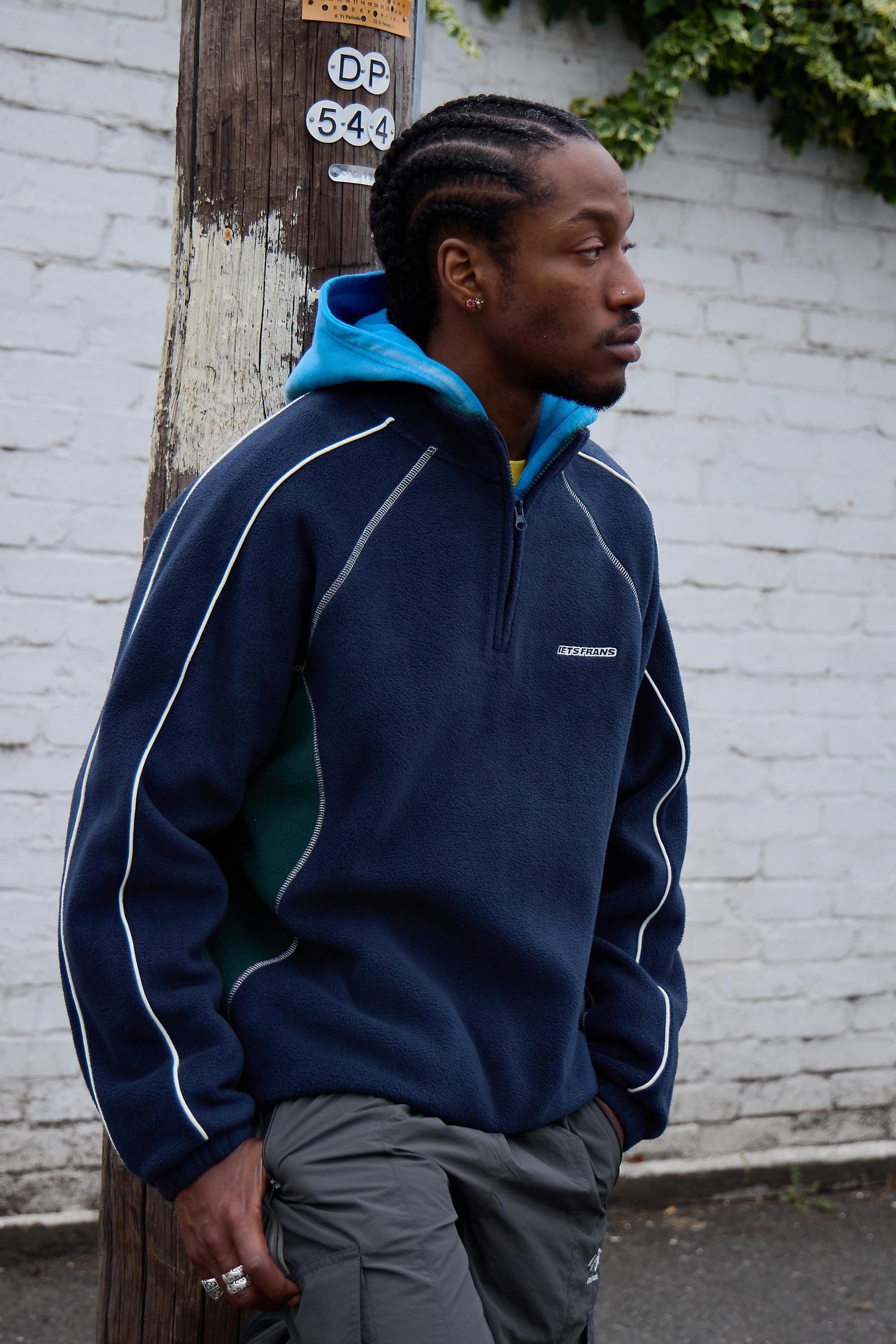 Blue iets frans... Navy & Green Panel Fleece, NAVY, large image number 0