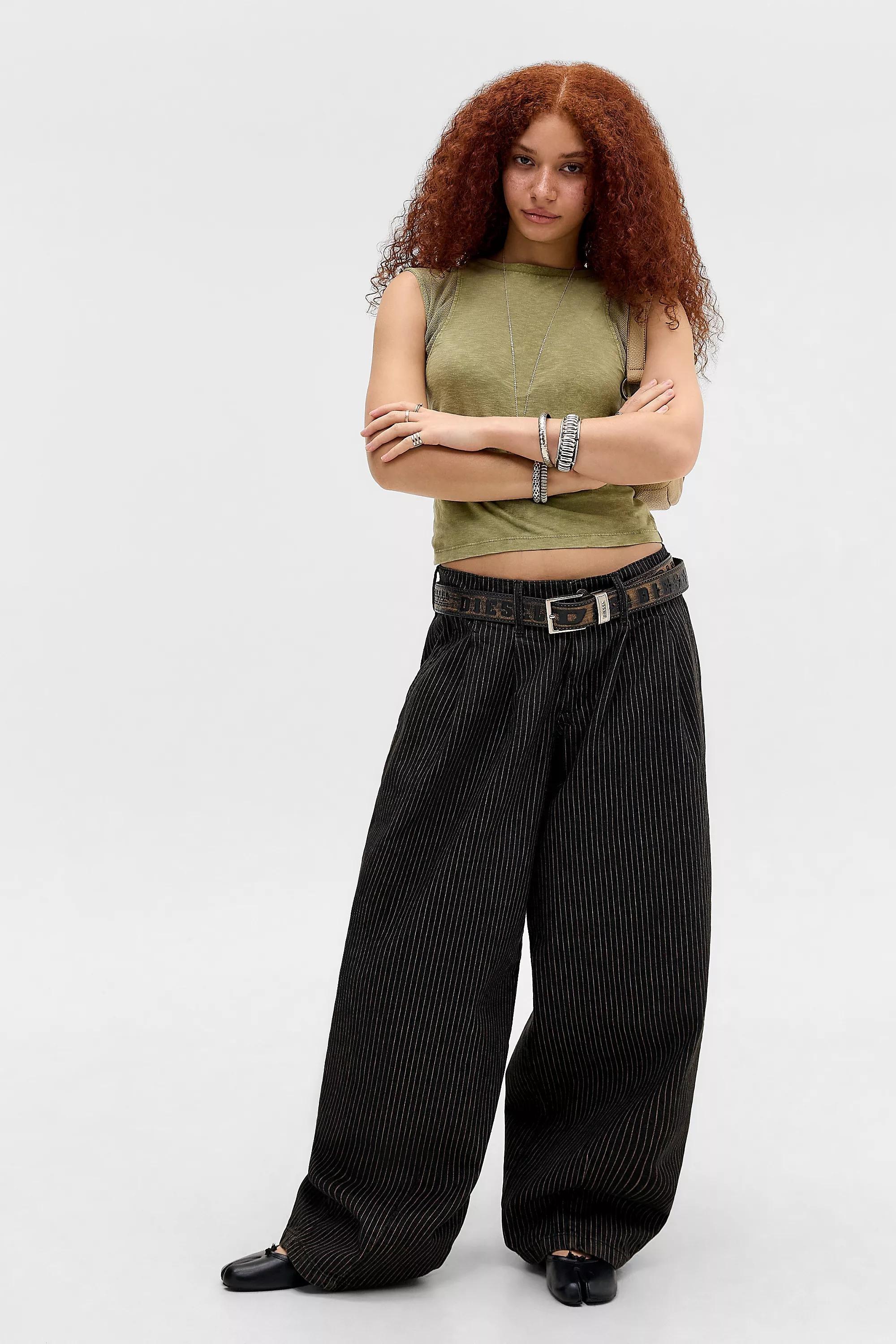 Black Stripe Bdg Jax Pleat Front Cocoon Jeans, A301_0540, large image number 0
