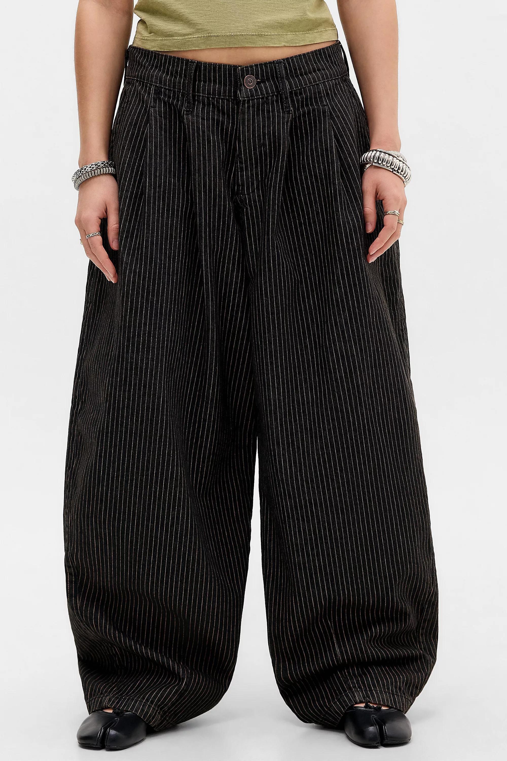 Black Stripe Bdg Jax Pleat Front Cocoon Jeans, A301_0540, large image number 2