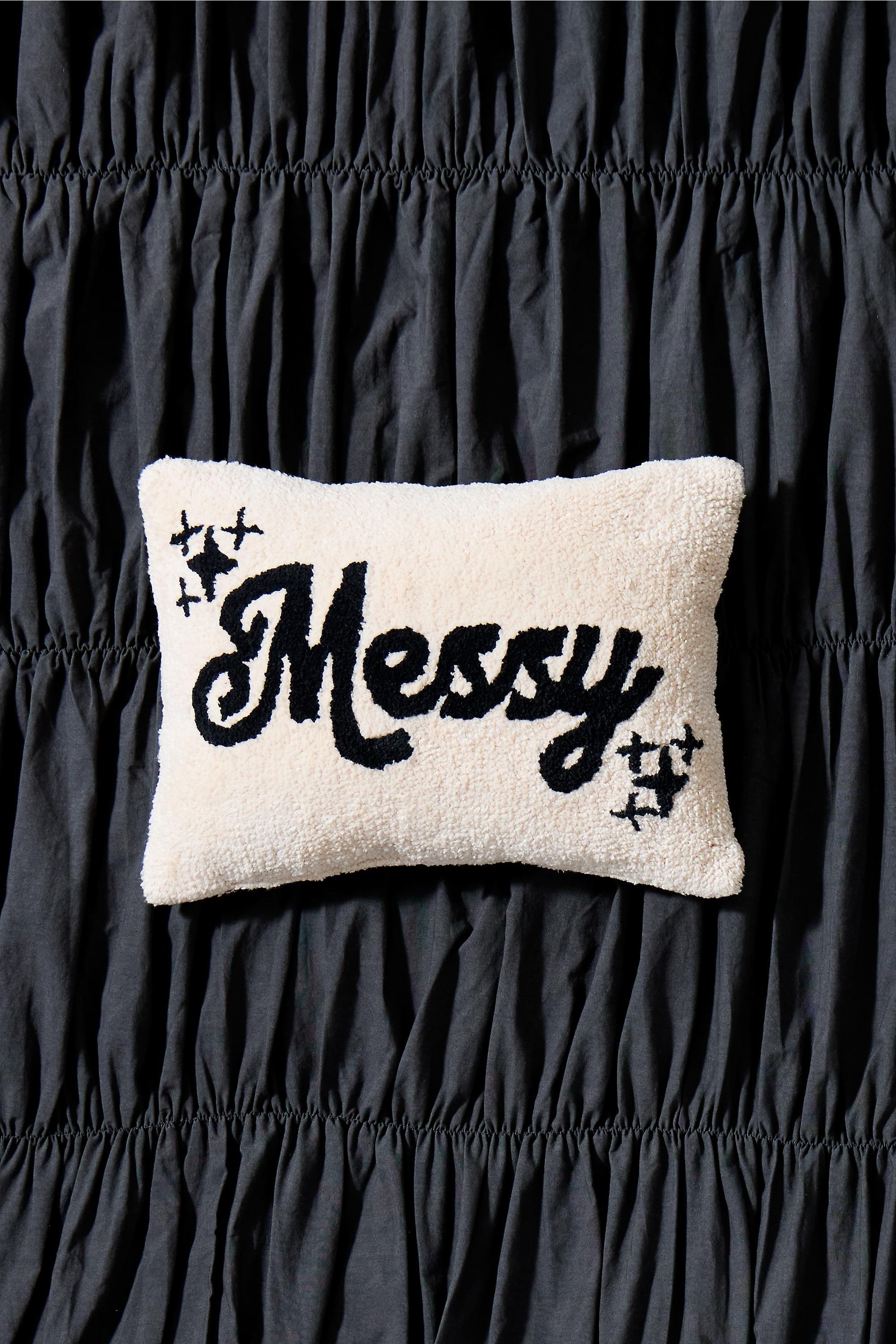 Multicolour Messy Tufted Mini Cushion, B&W, large image number 1