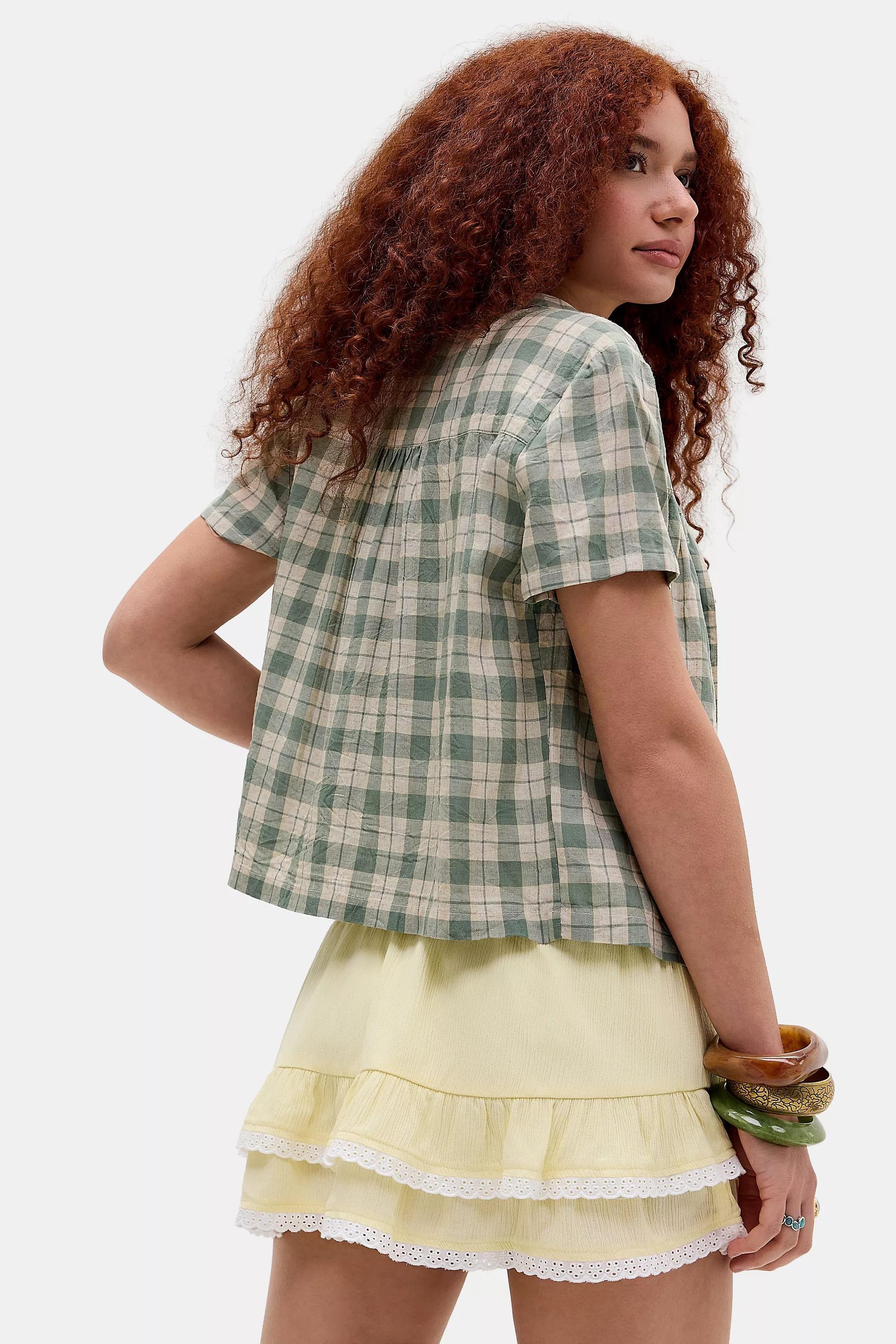 Yellow Motel Lemon Yasu Tiered Mini Skirt, YEL, large image number 3