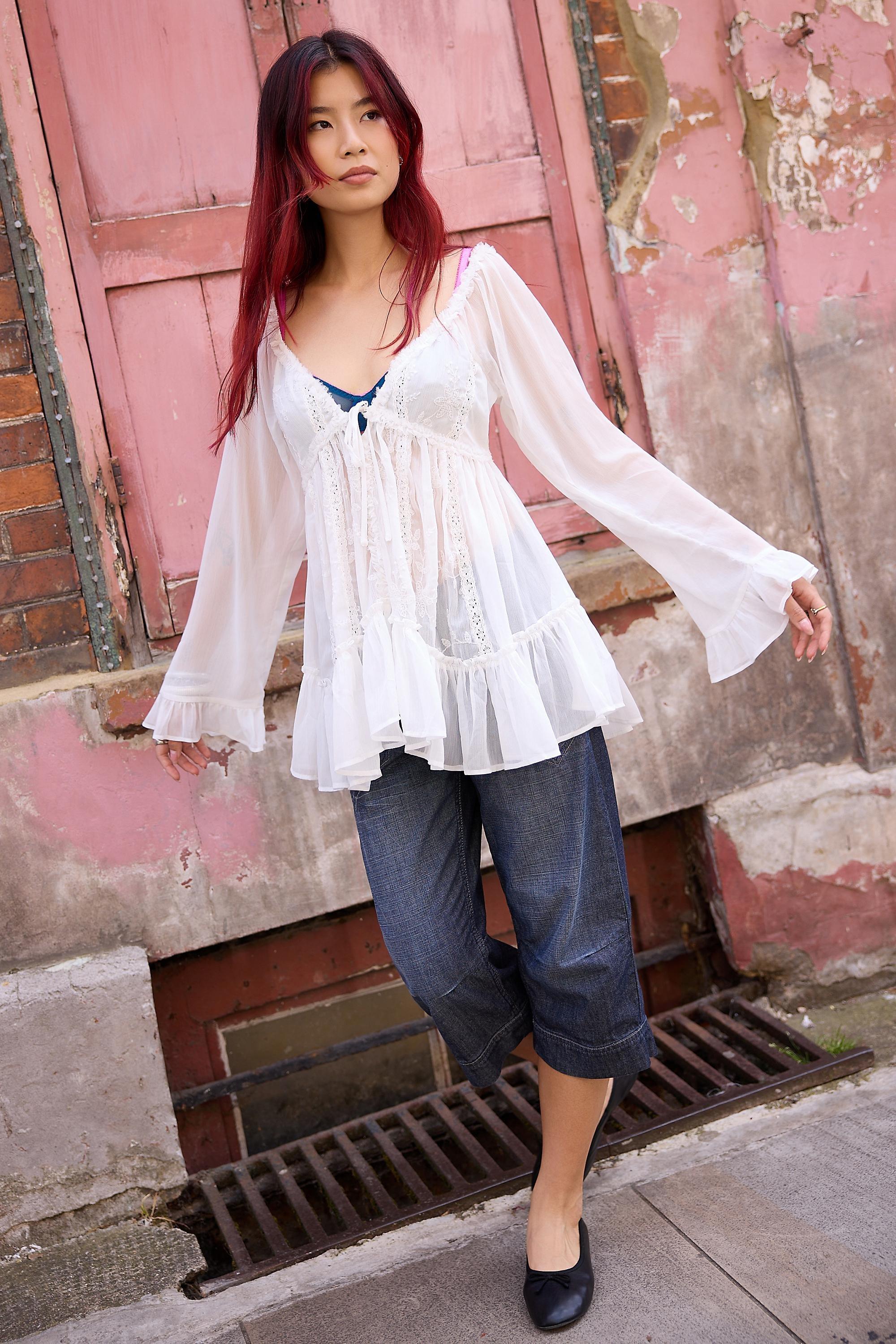 White Kimchi Blue Belle Chiffon Tunic, WHT, large image number 3