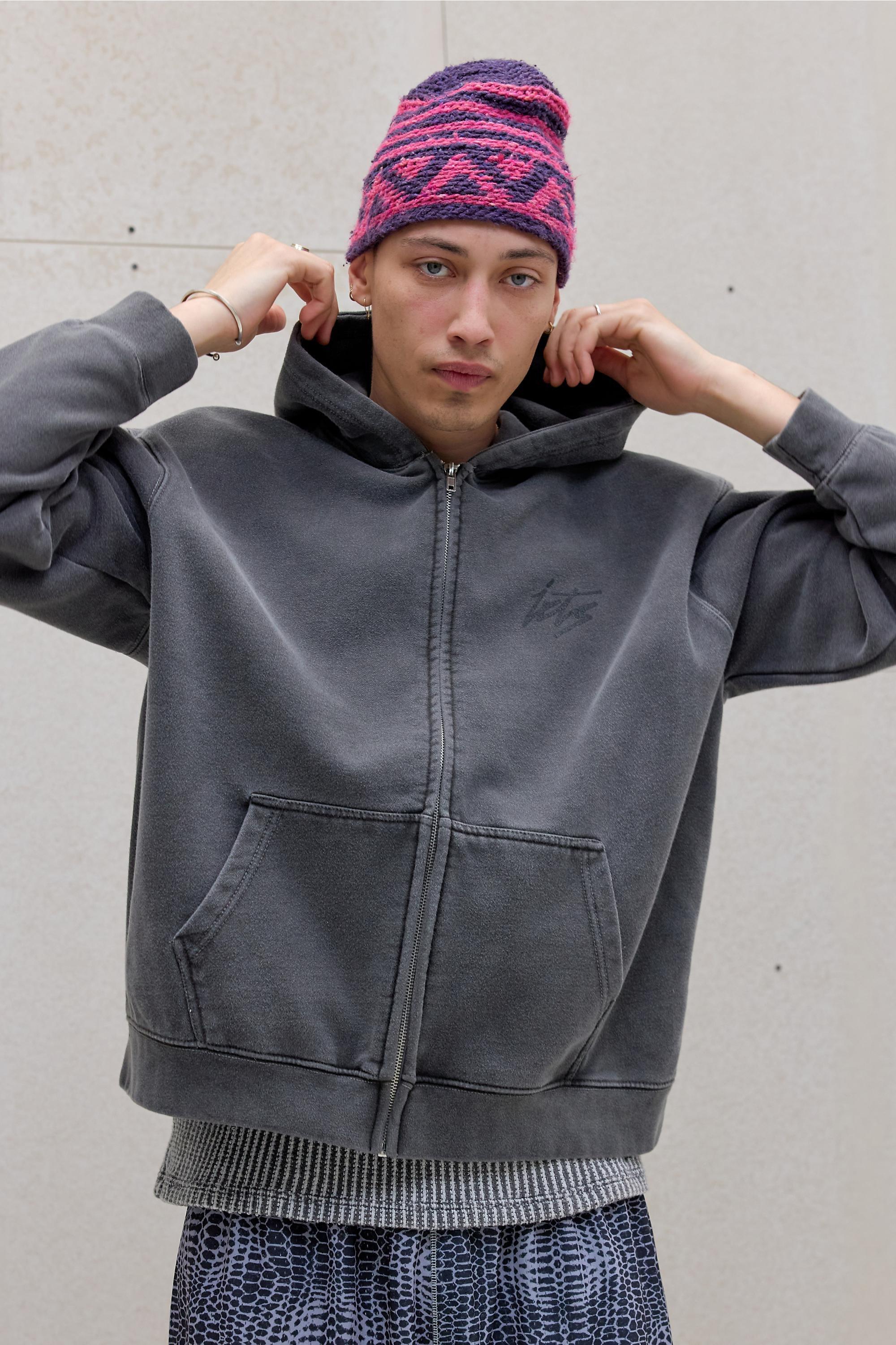 Black iets frans... Washed Black Script Zip-Through Hoodie, BLK, large image number 0