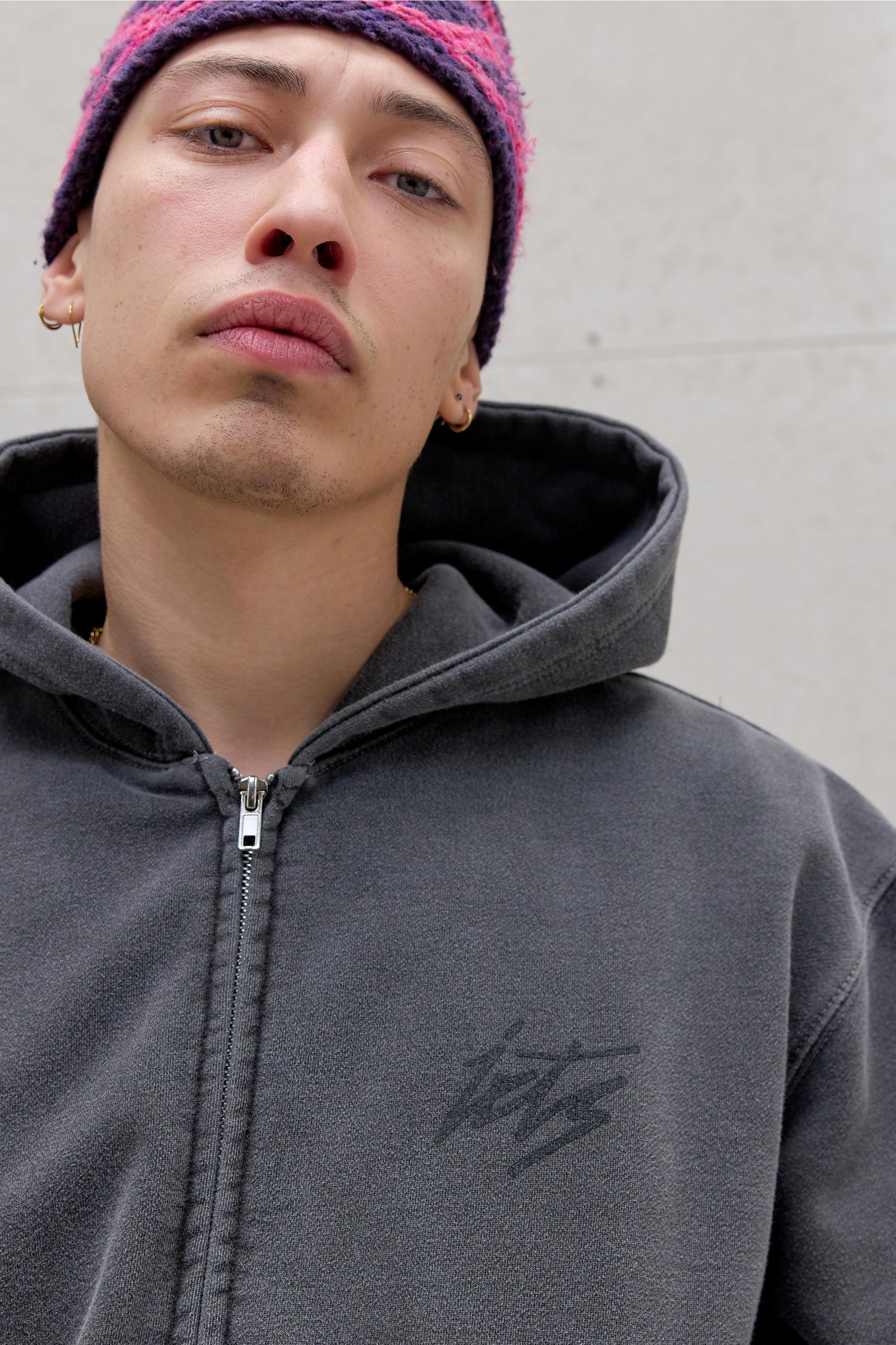 Black iets frans... Washed Black Script Zip-Through Hoodie, BLK, large image number 2