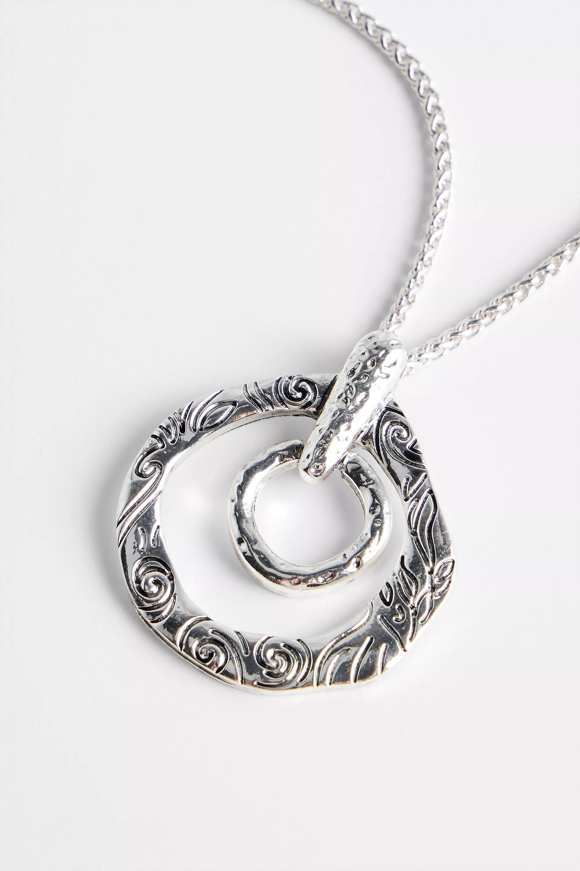 Silver Silence + Noise Etched Ring Pendant Necklace, SLVR, large image number 1