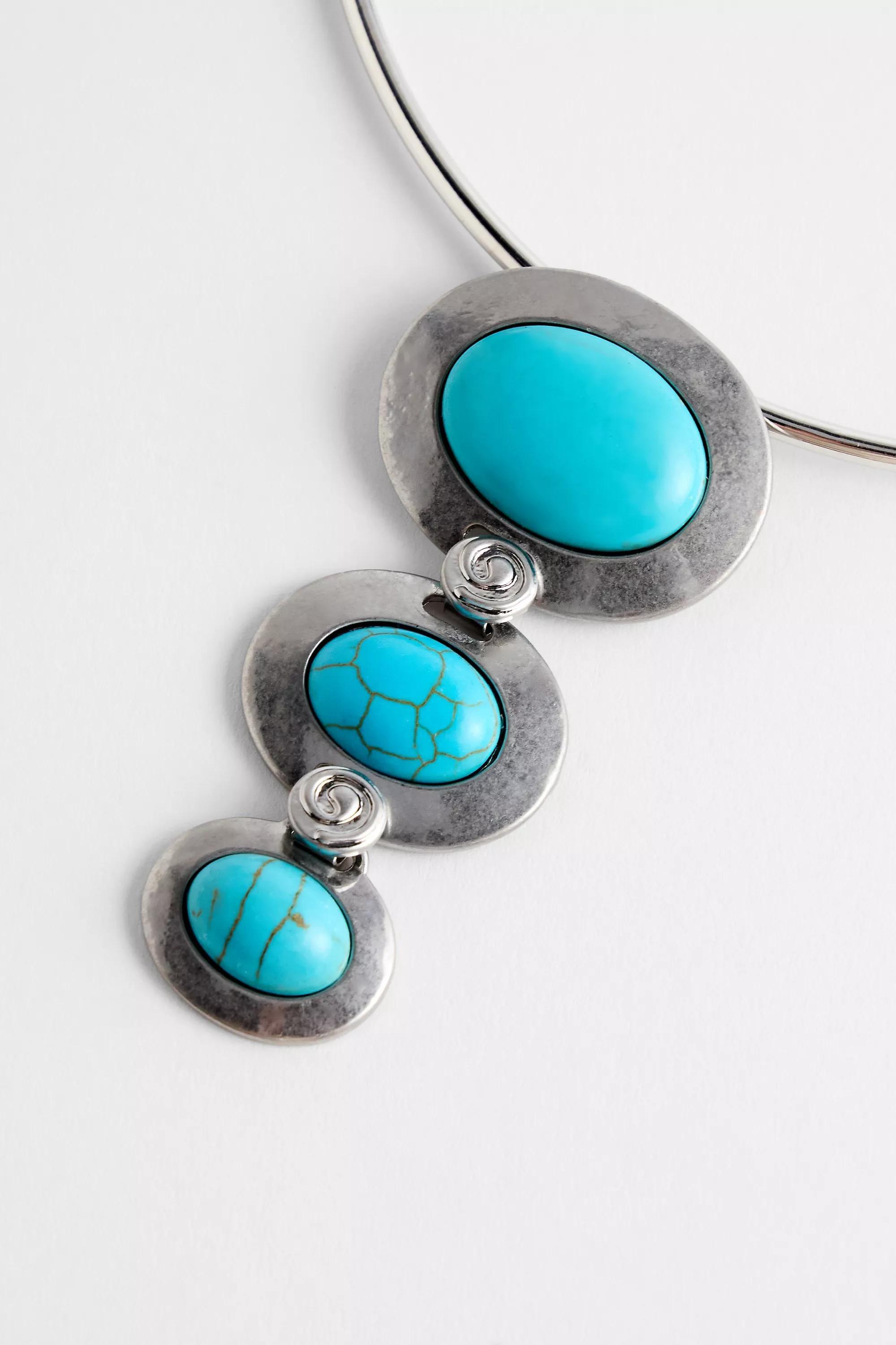 Silver Silence + Noise Turquoiseuoise Neck Cuff, SLVR, large image number 1