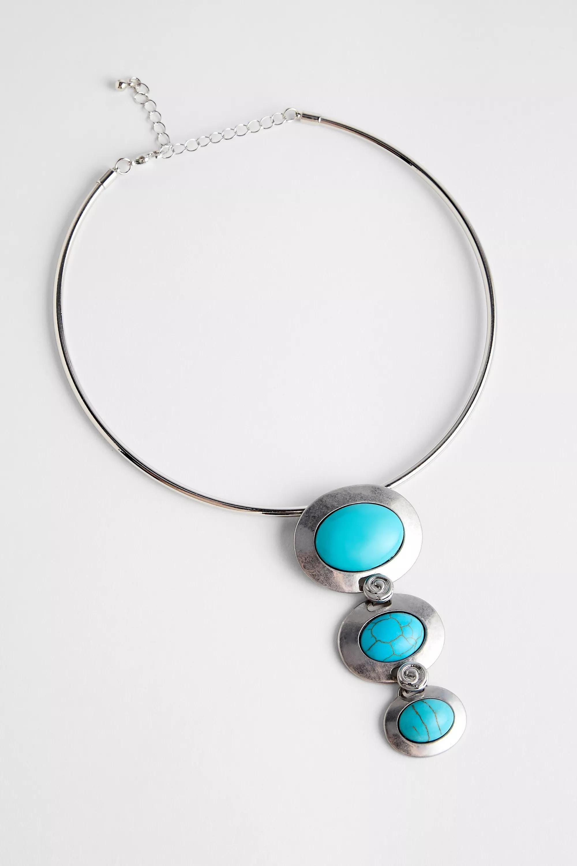 Silver Silence + Noise Turquoiseuoise Neck Cuff, SLVR, medium