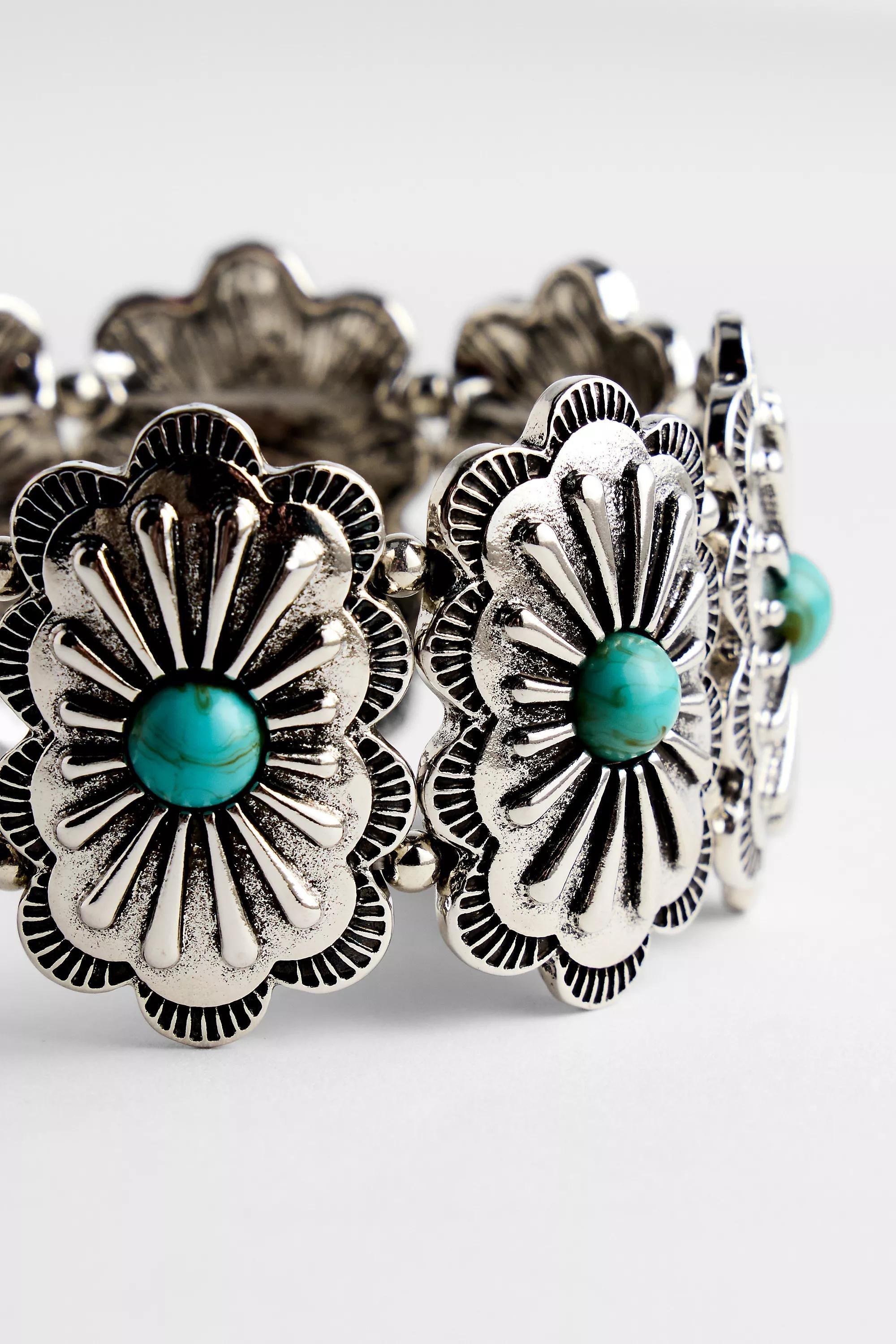Silver Silence + Noise Turquoiseuoise Stretch Bangle, SLVR, large image number 2