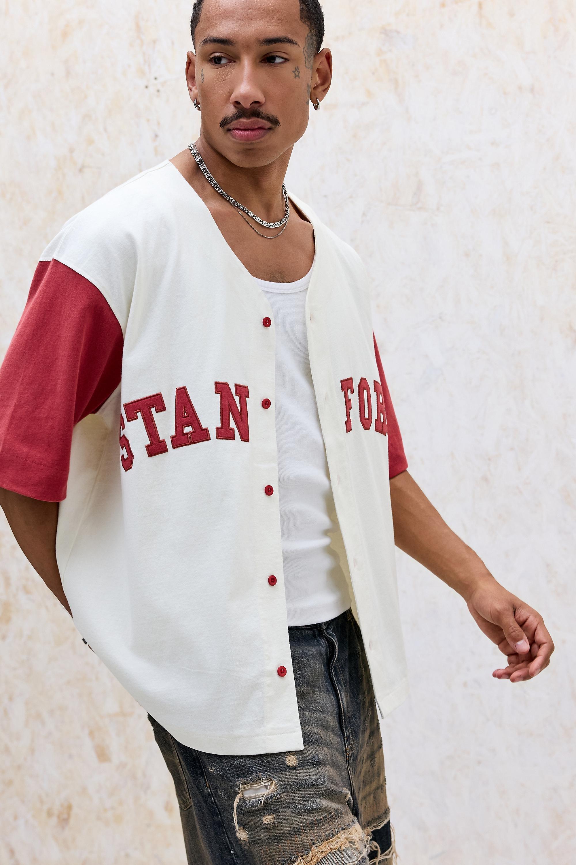 White White Bdg White Stanford Baseball Top, WHT, large image number 0