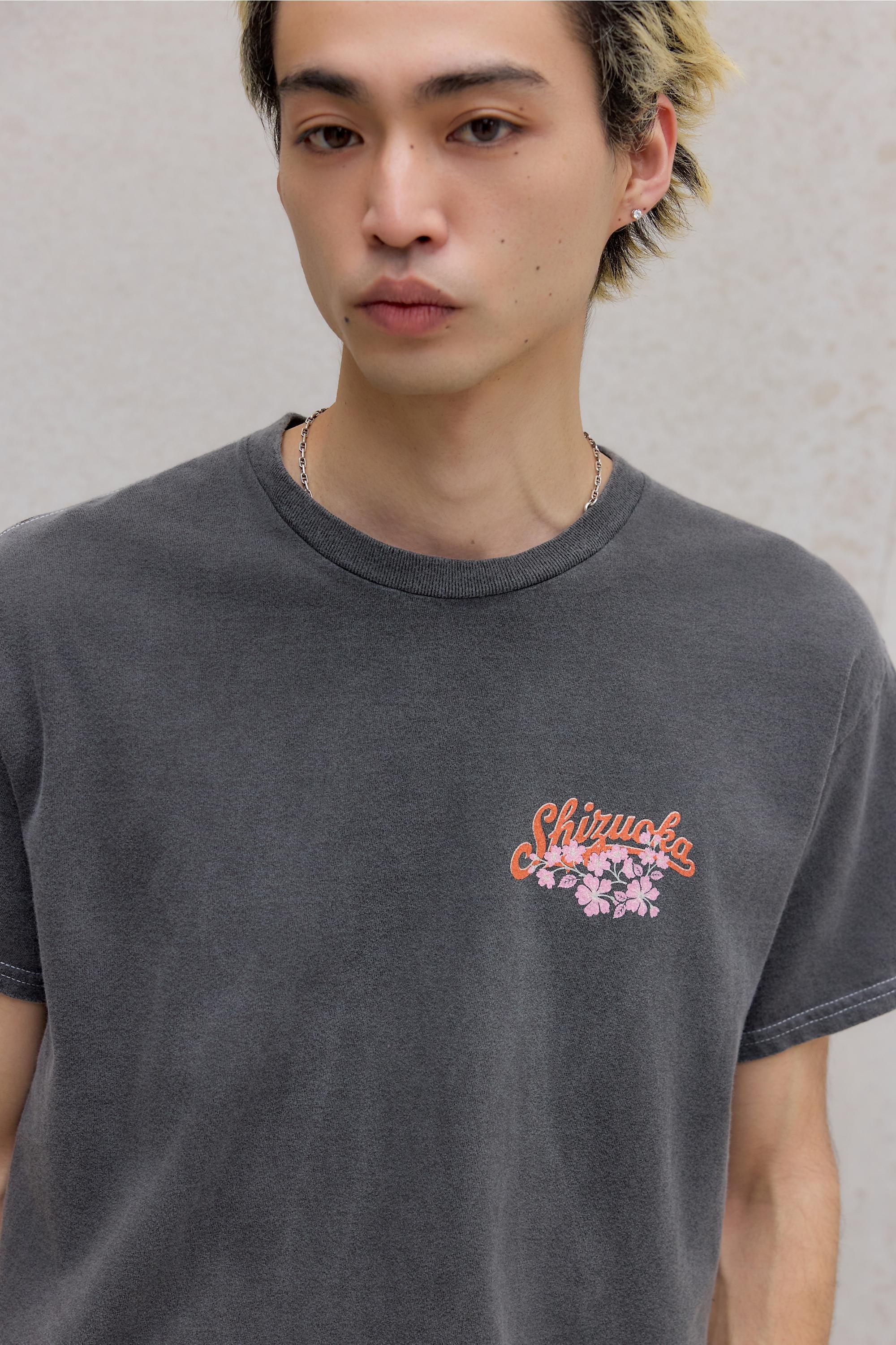 Black Uo Japanese Floral Surf T-Shirt, BLK, large image number 3
