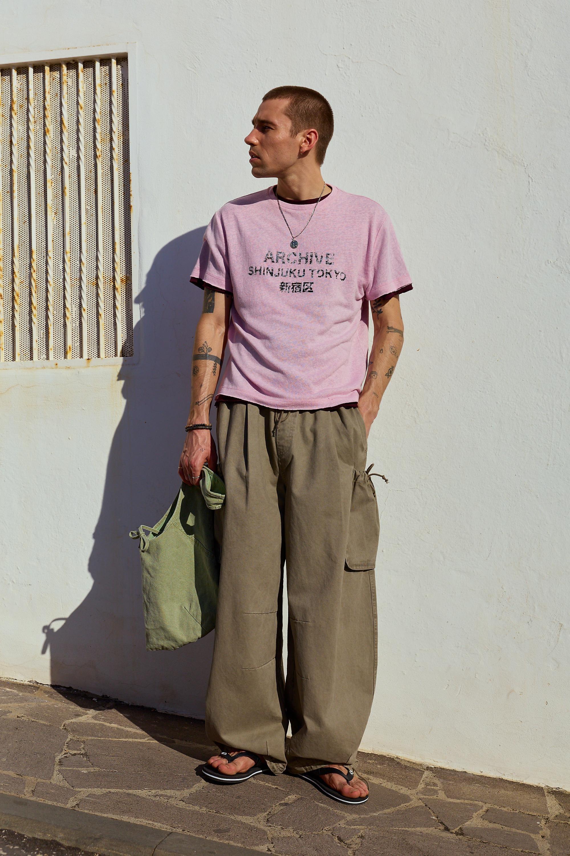 Pink Uo Archive Short Sleeve Slub T-Shirt, PINK, large image number 1
