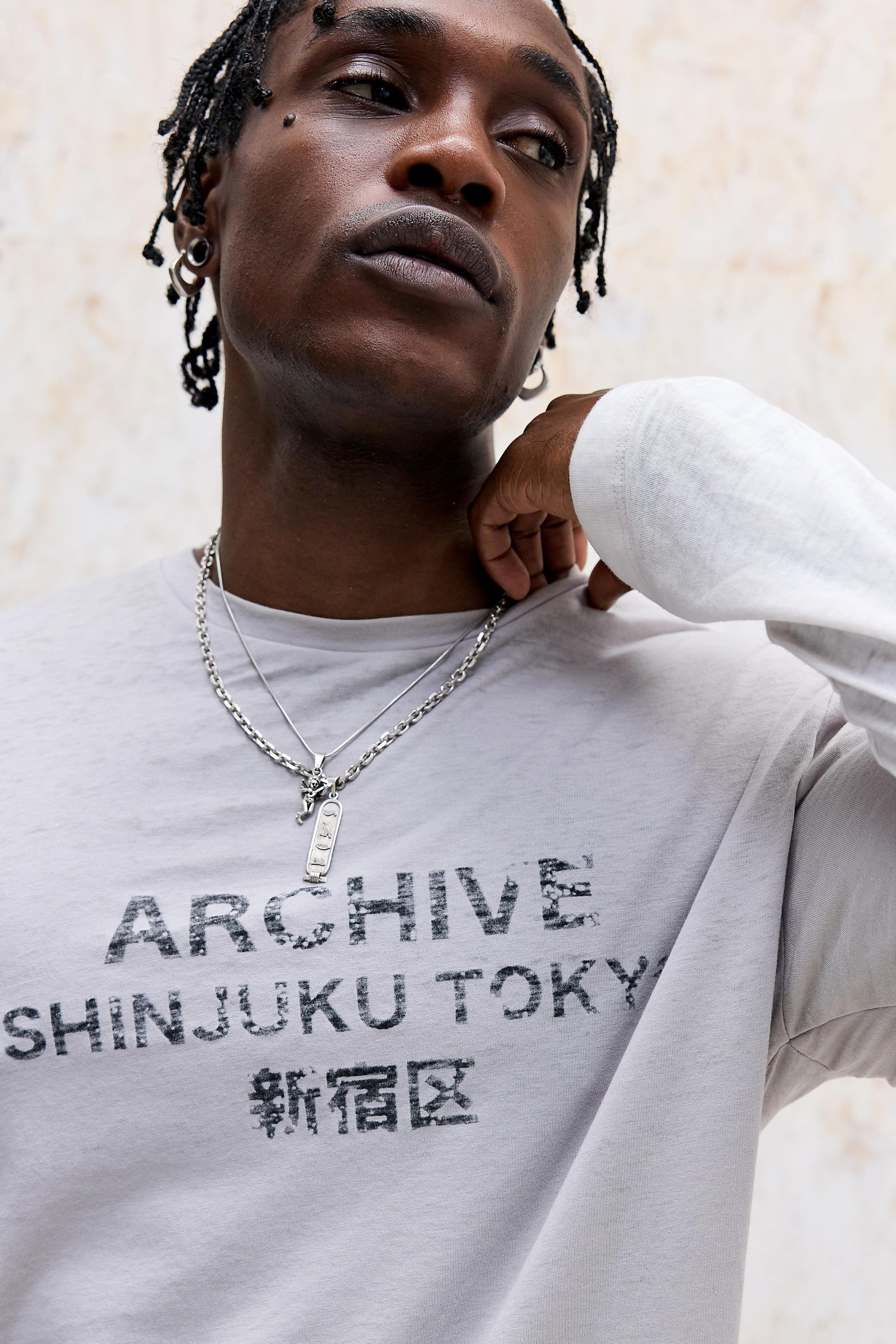 GREY Archivis Grey Archive Tokyo Double Layer Graphic Tee, GREY, medium