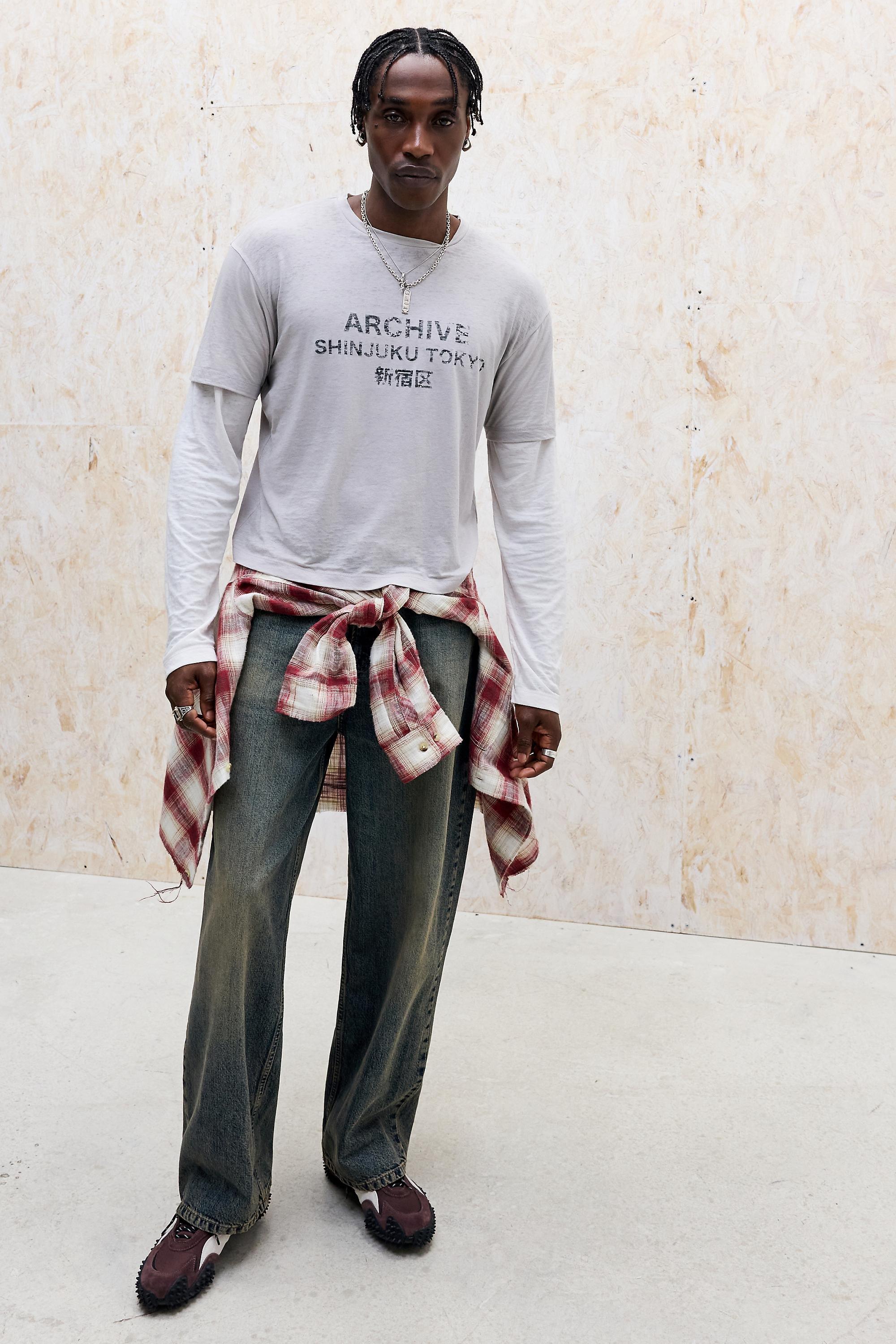 GREY Archivis Grey Archive Tokyo Double Layer Graphic Tee, GREY, medium