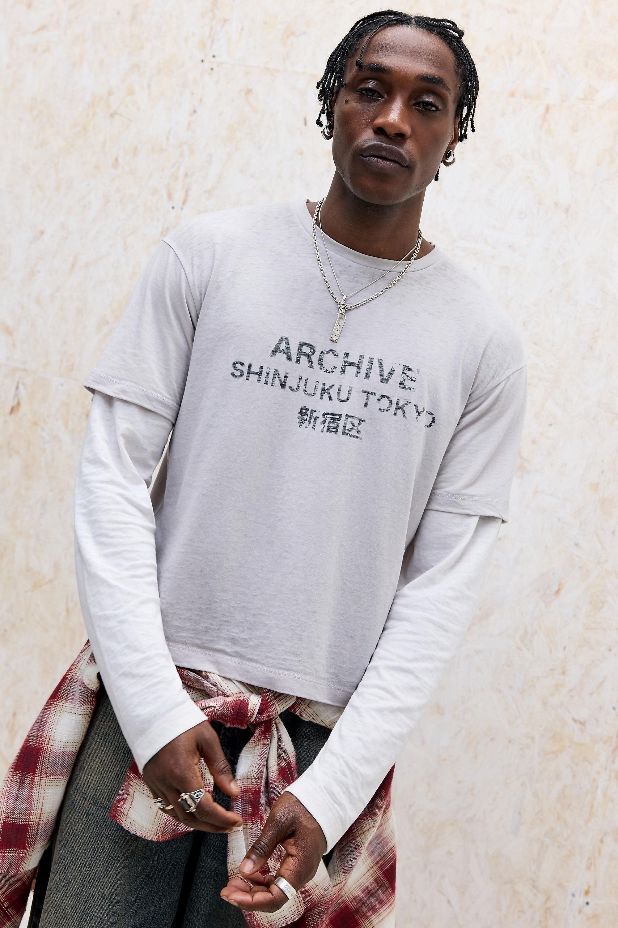 GREY Archivis Grey Archive Tokyo Double Layer Graphic Tee, GREY, medium