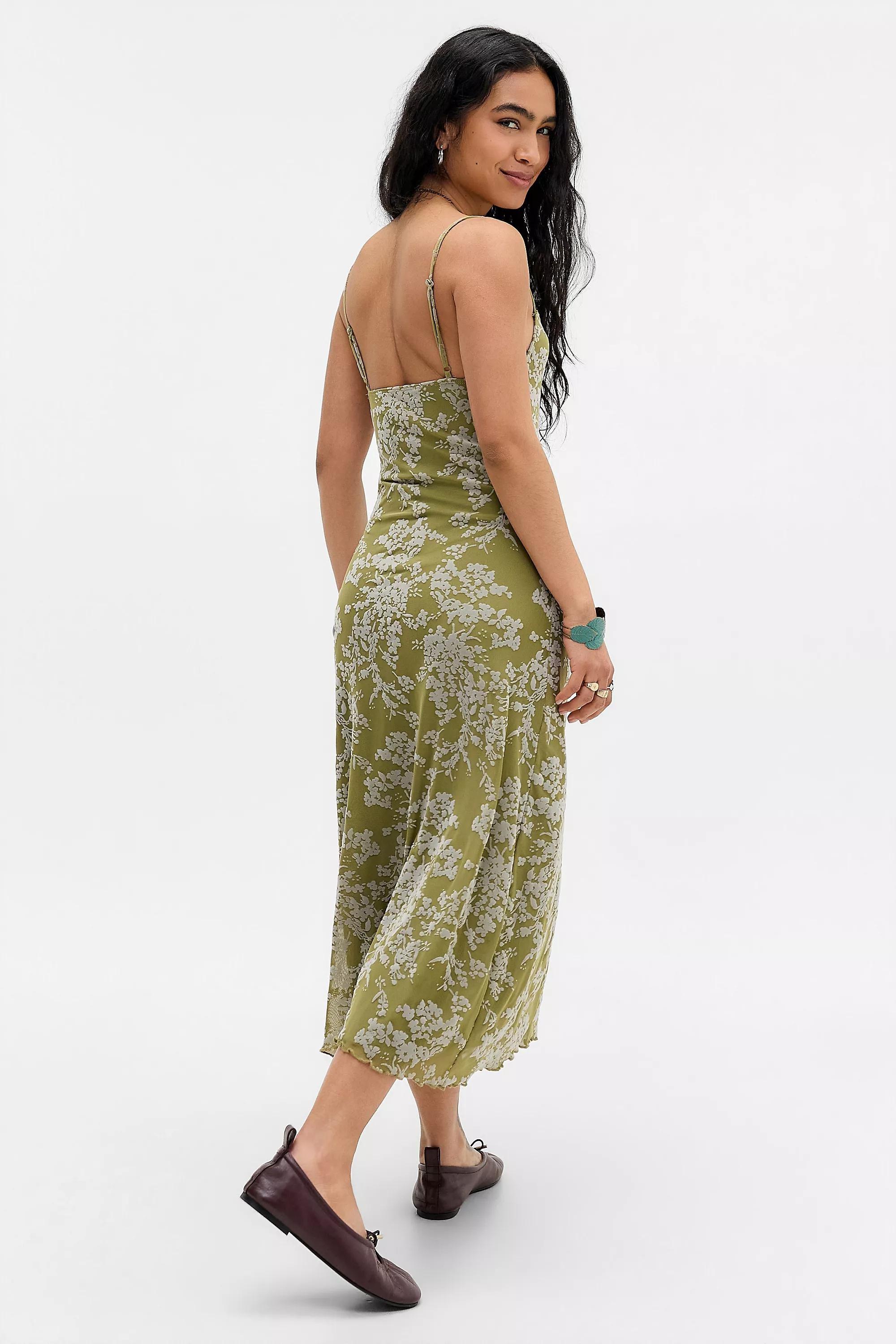 Khaki Motel Uo Norishi Flocked Dresses, KHAKI, large image number 3