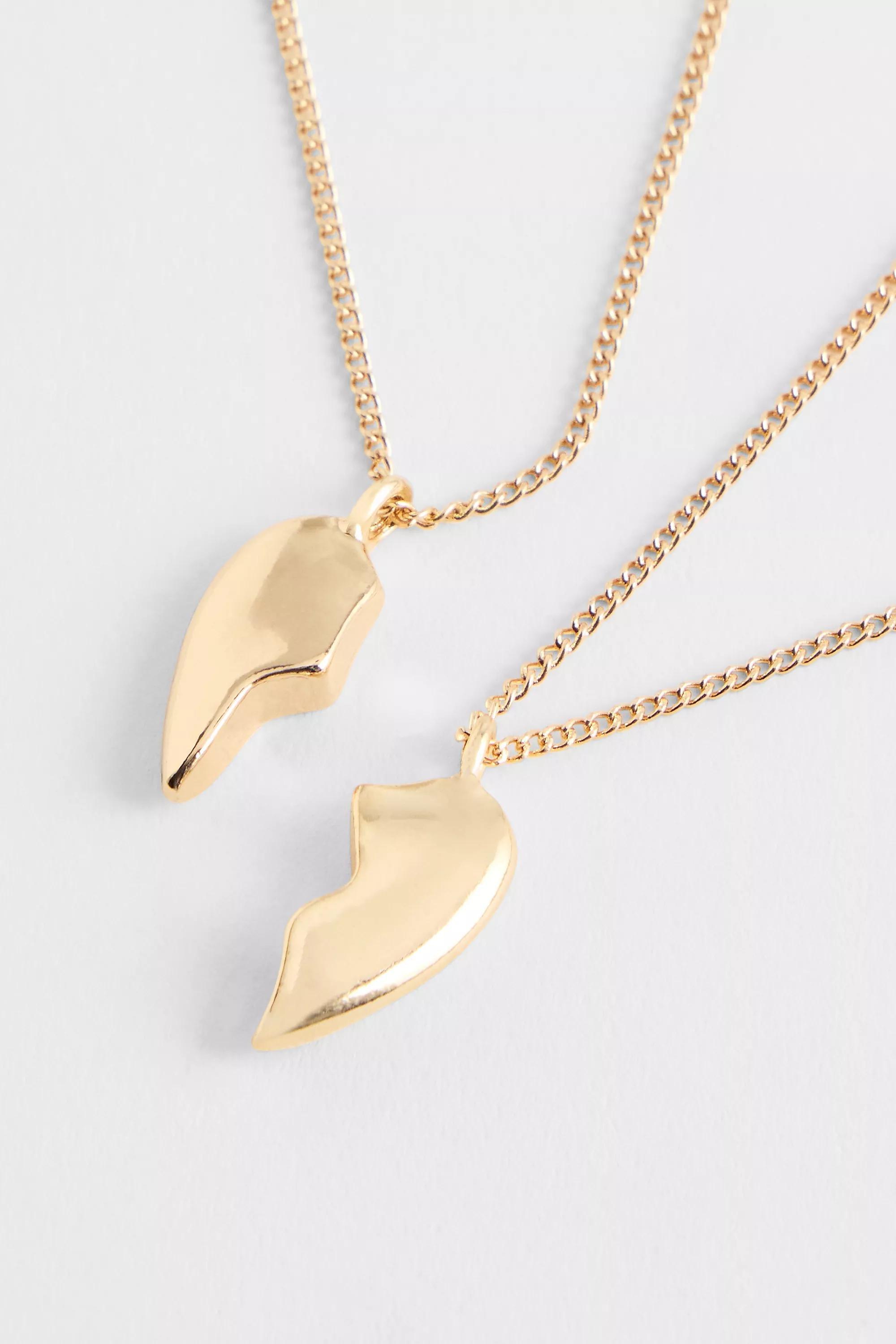 Gold Silence + Noise Broken Heart Necklace, Set Of 2, GOLD, large image number 1