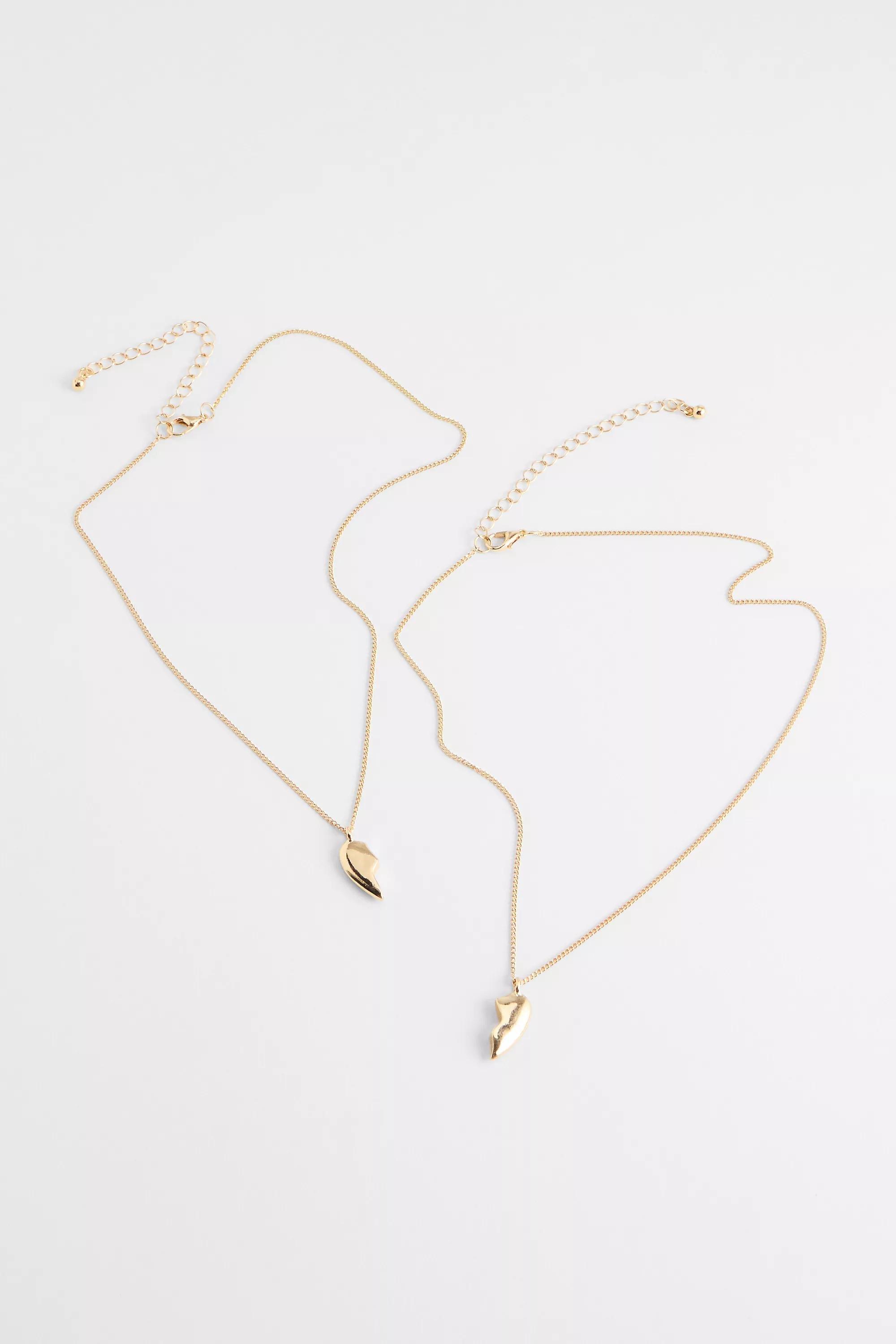 Gold Silence + Noise Broken Heart Necklace, Set Of 2, GOLD, large image number 2