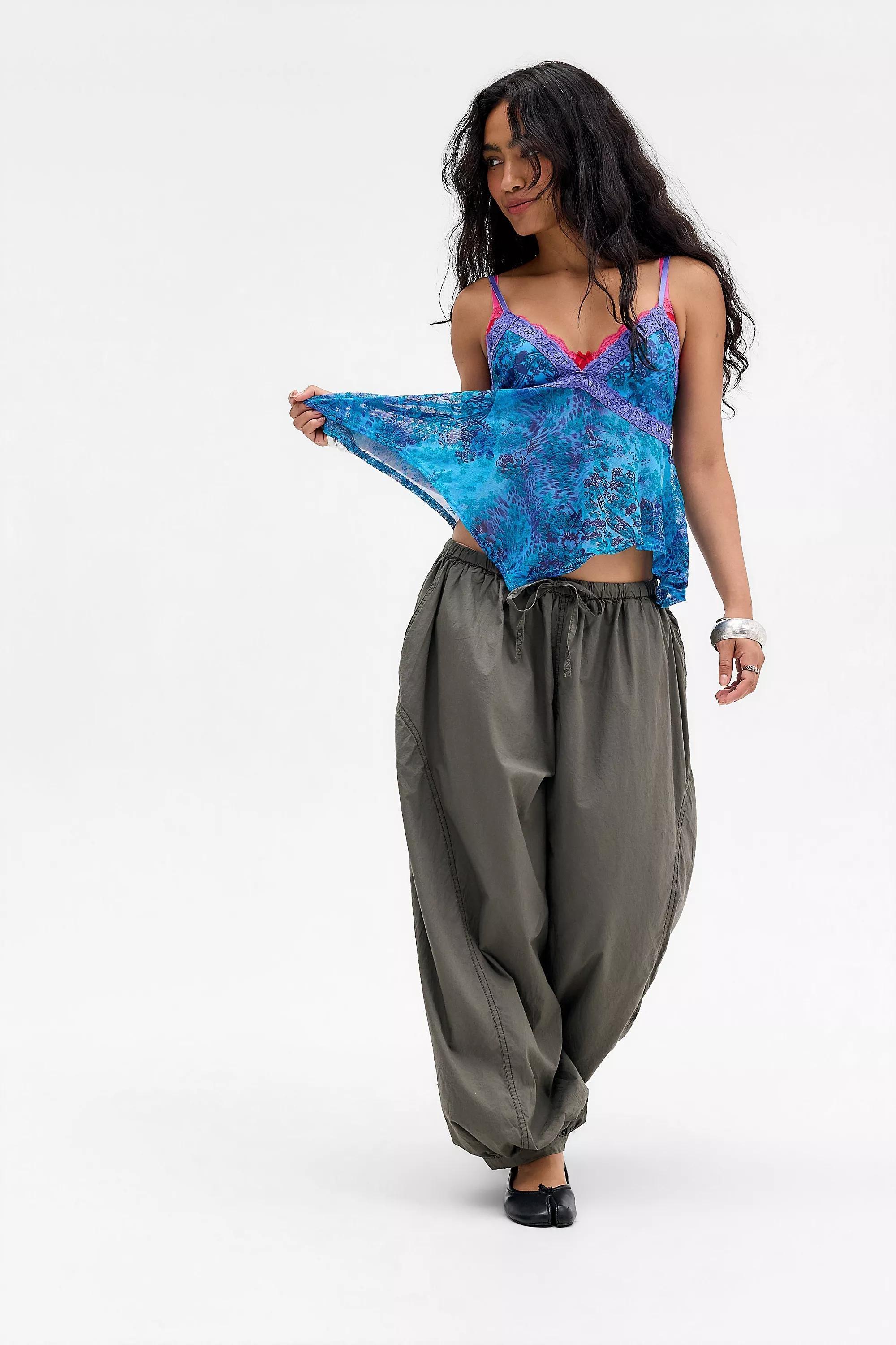 Kimchi Blue Celia Flocked Babydoll Cami Top, TURQUOISE, medium
