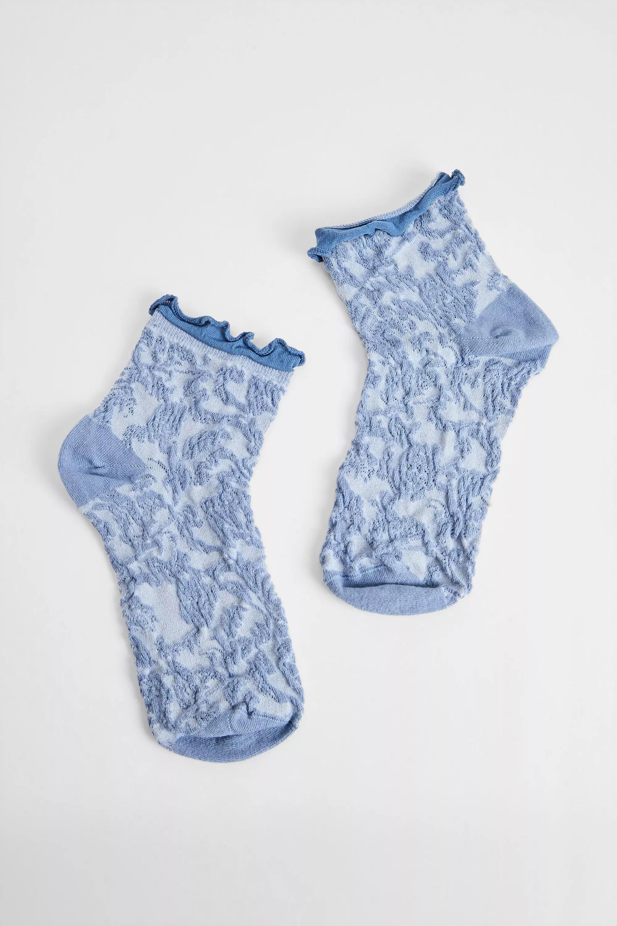 Blue Out From Under Tapestry Floral Socks, BLUE, large image number 1