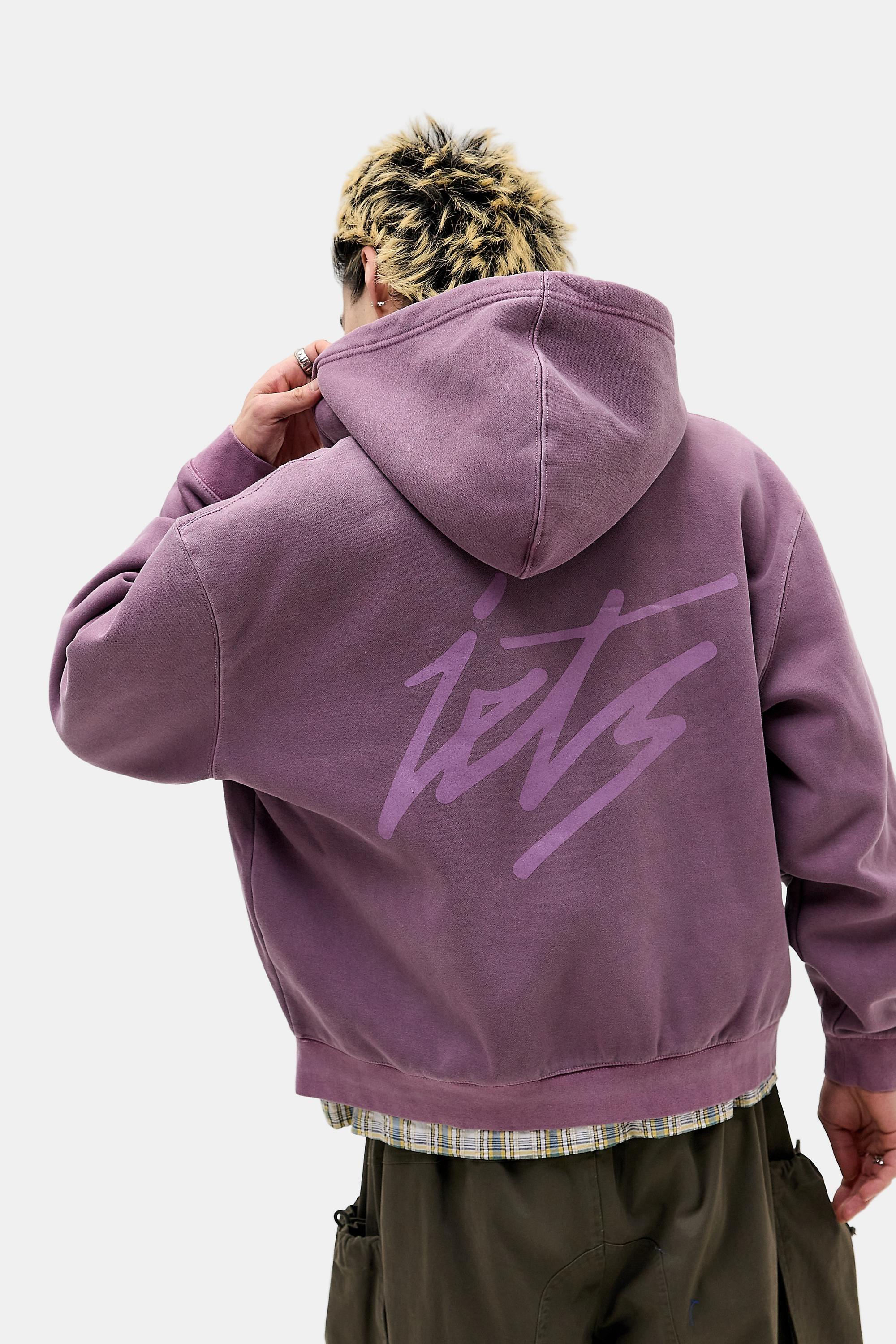 Purple iets frans...Script Zip-Through Hoodie, PURP, large image number 0
