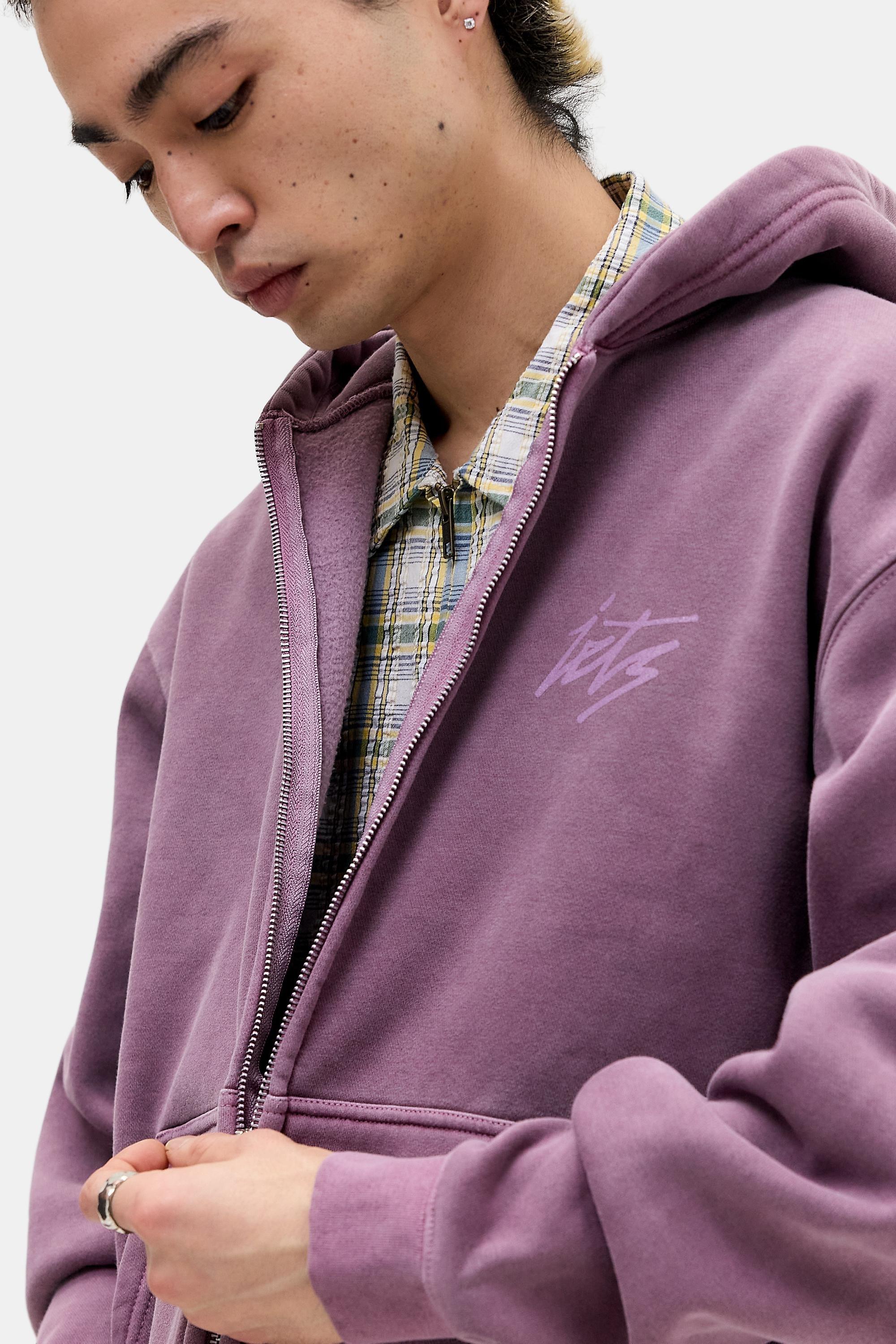 Purple iets frans...Script Zip-Through Hoodie, PURP, large image number 2