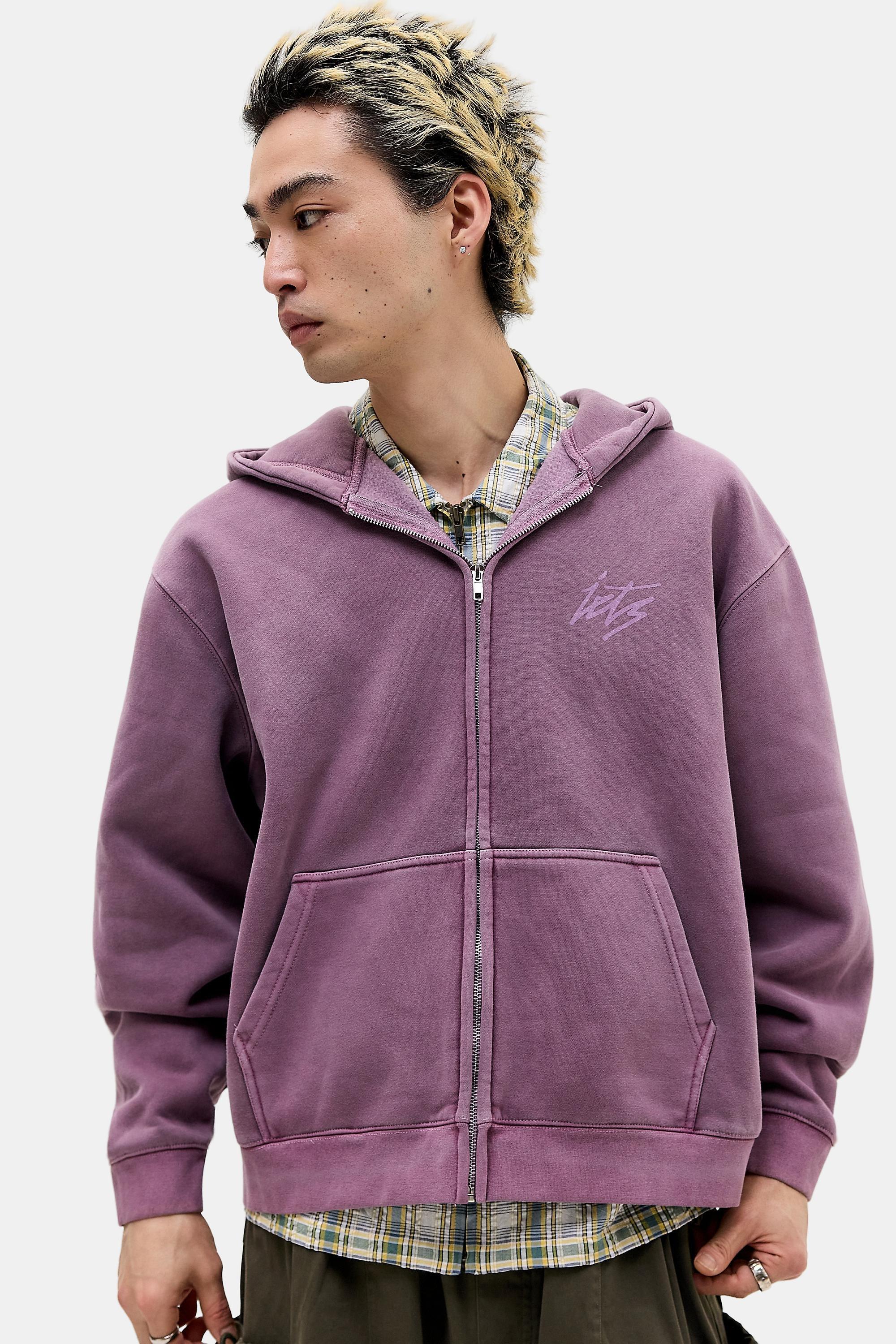 Purple iets frans...Script Zip-Through Hoodie, PURP, large image number 3