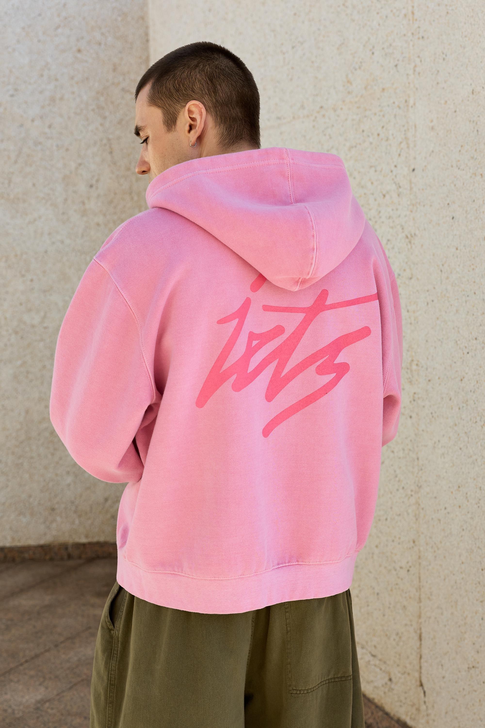 Pink iets frans...Script Zip-Through Hoodie, ROSE, large image number 1