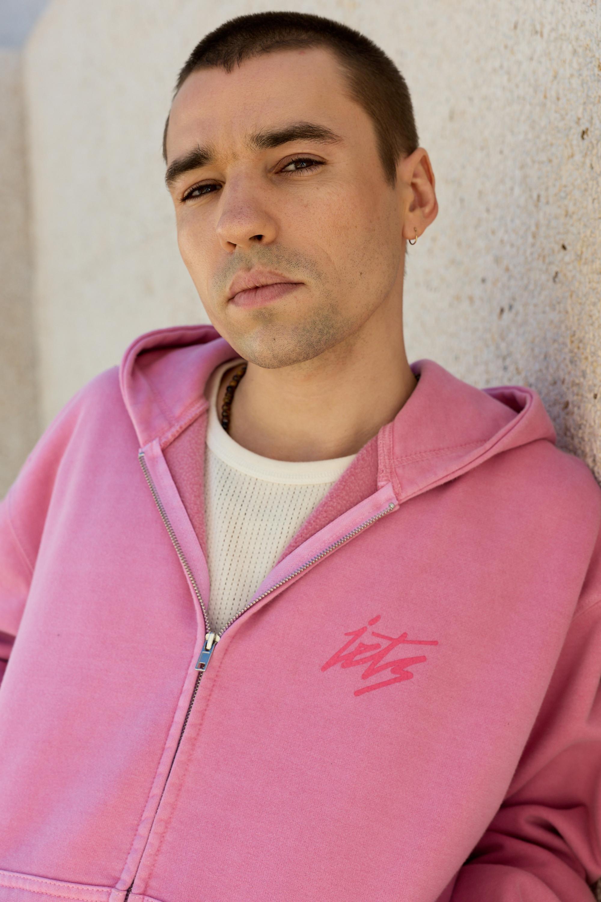 Pink iets frans...Script Zip-Through Hoodie, ROSE, large image number 2
