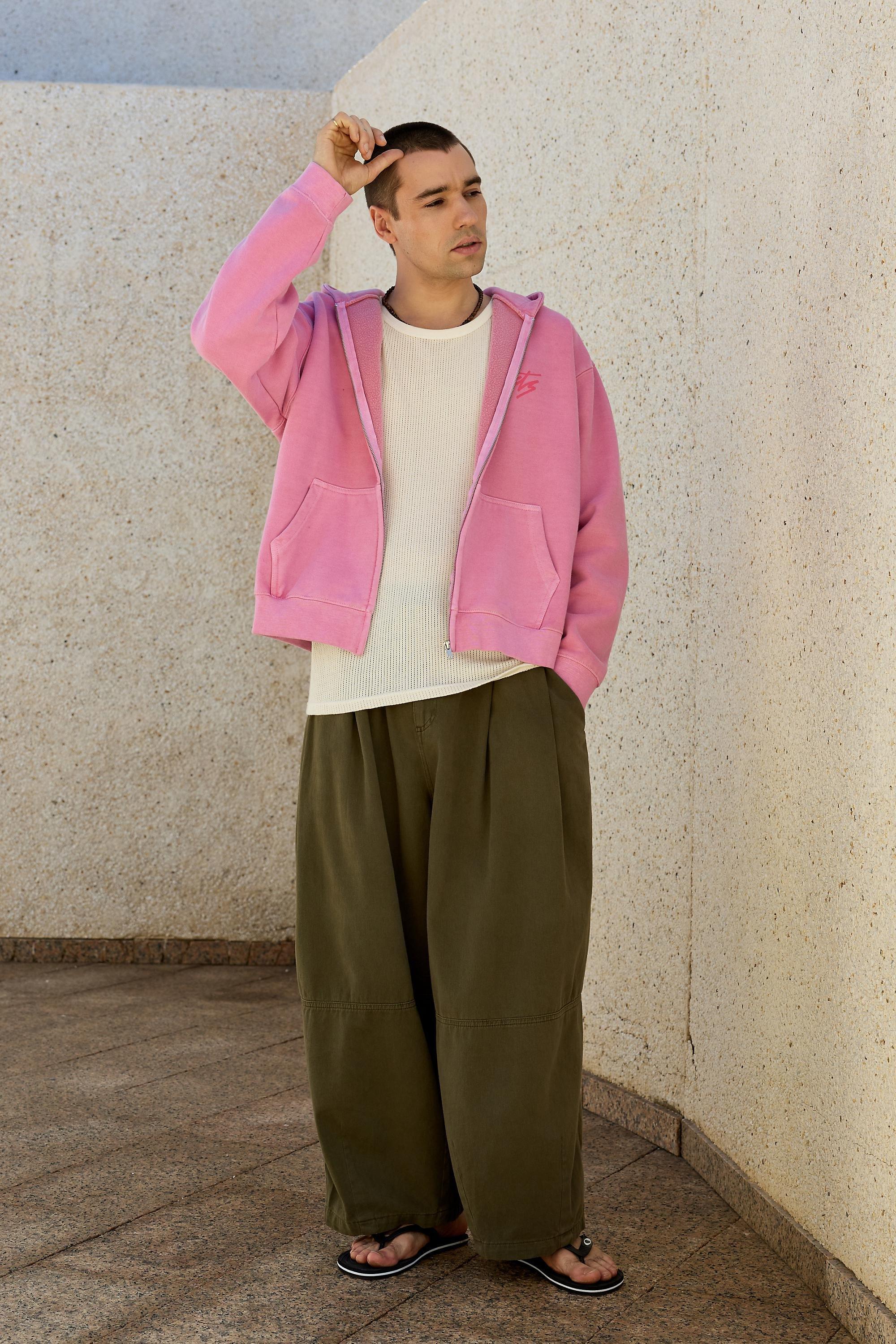 Pink iets frans...Script Zip-Through Hoodie, ROSE, large image number 3