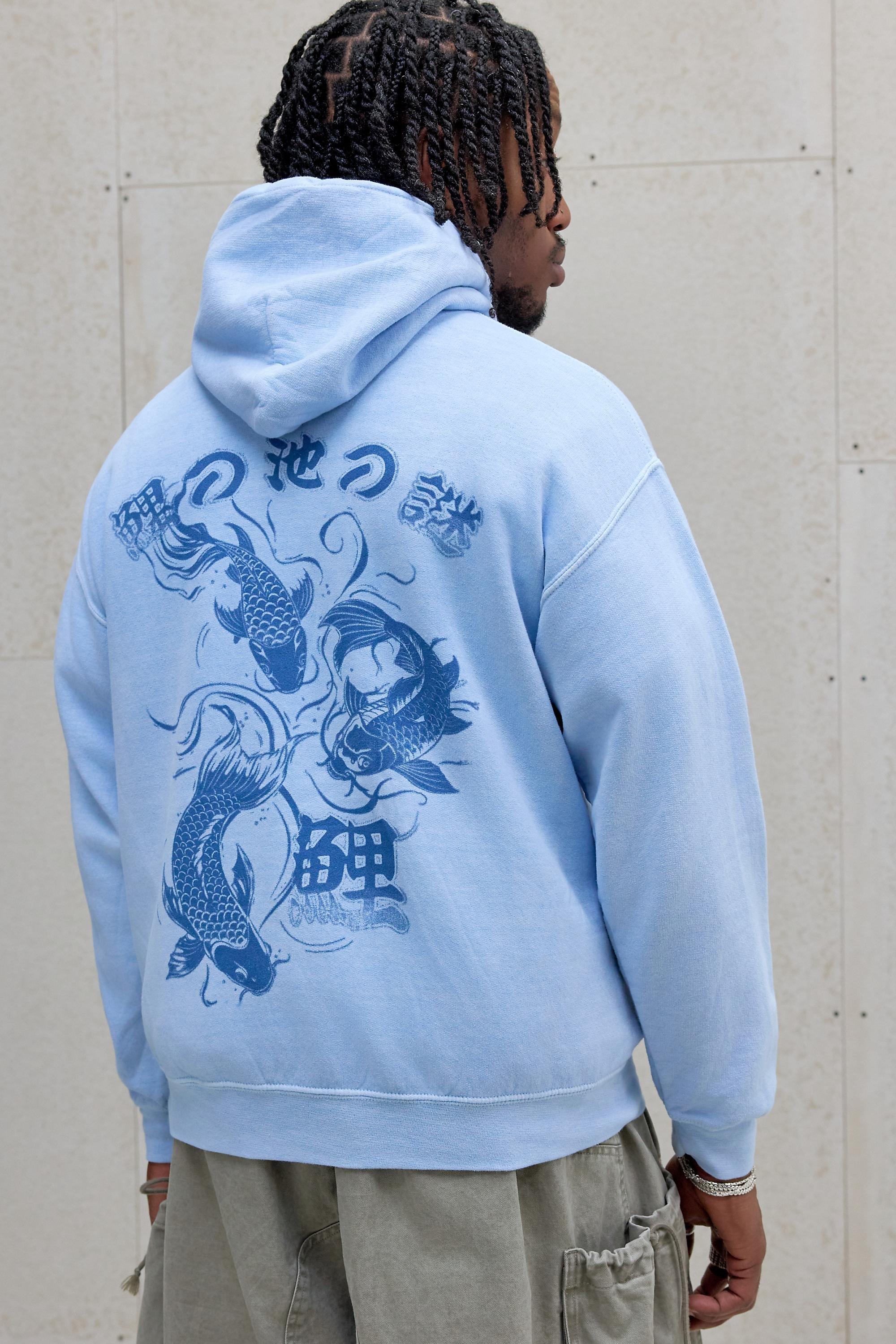 Blue Uo Powder Blue Koi Fish Trio Hoodie, BLUE, large image number 0