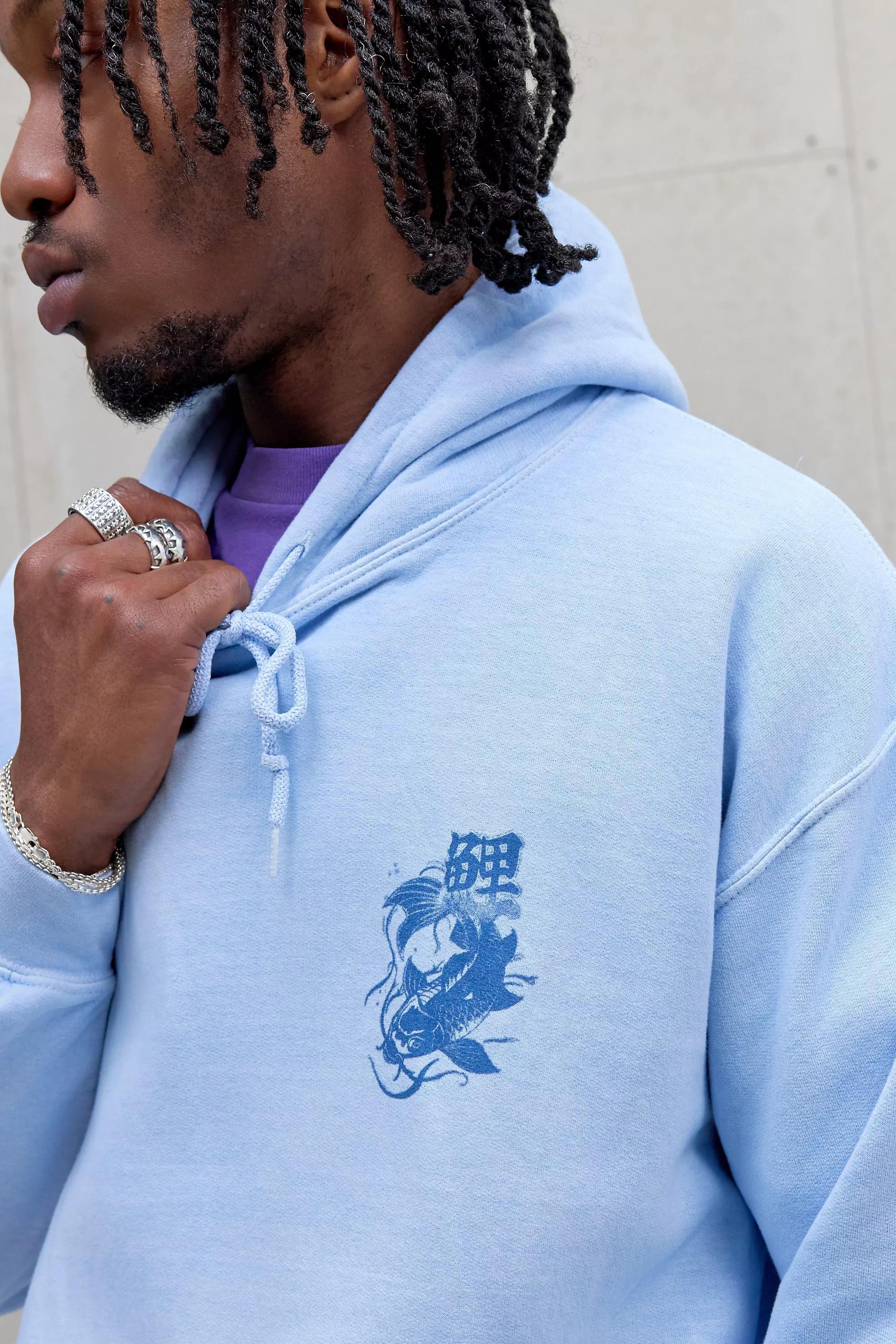 Blue Uo Powder Blue Koi Fish Trio Hoodie, BLUE, large image number 1