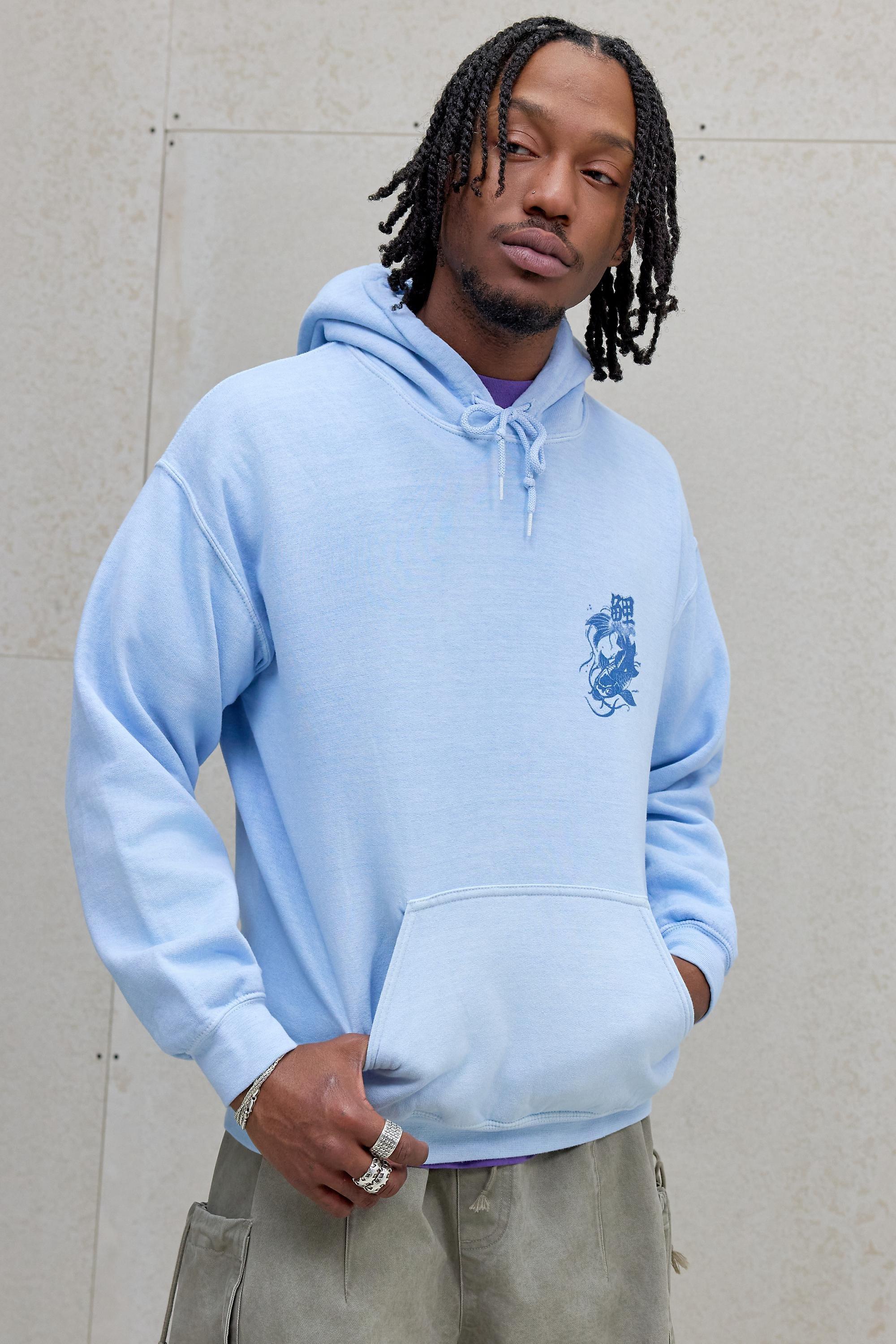 Blue Uo Powder Blue Koi Fish Trio Hoodie, BLUE, large image number 2