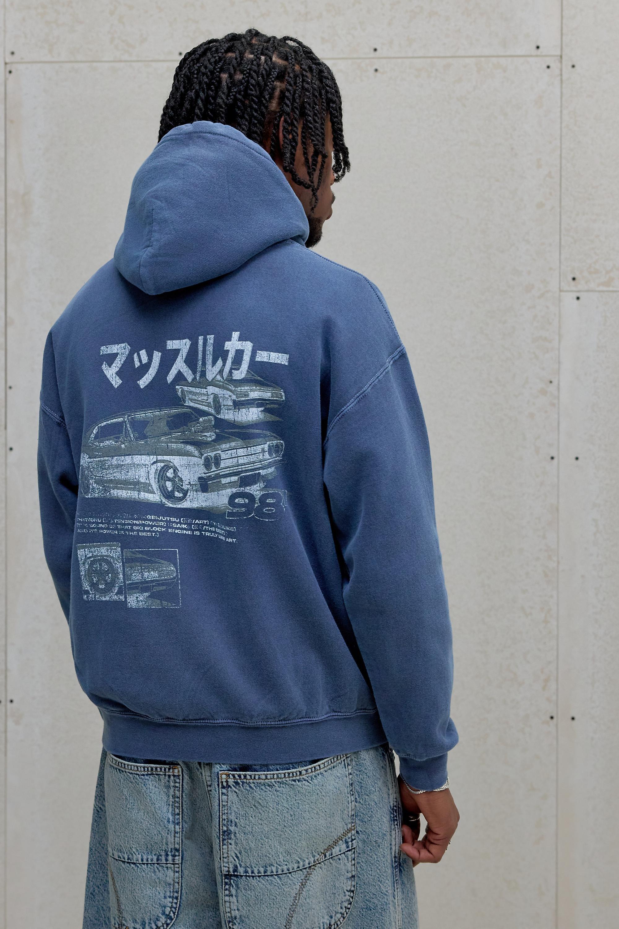 Blue Uo Blue Big Block Car Hoodie, BLUE, large image number 0