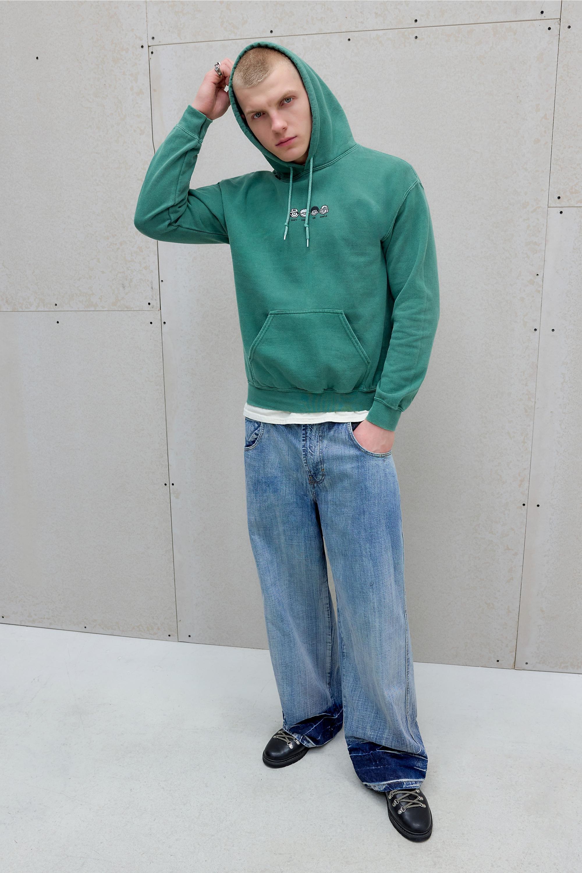Green Uo Printed Hoodie, GRN, large image number 1