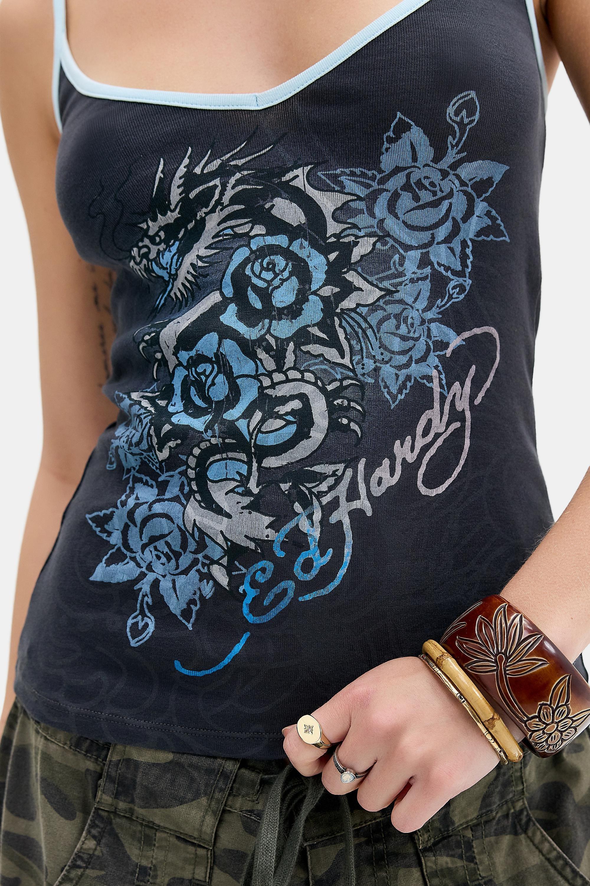 Blue Ed Hardy Uo Exclusive Diamond Rose Tank Top, A301_0430, large image number 2