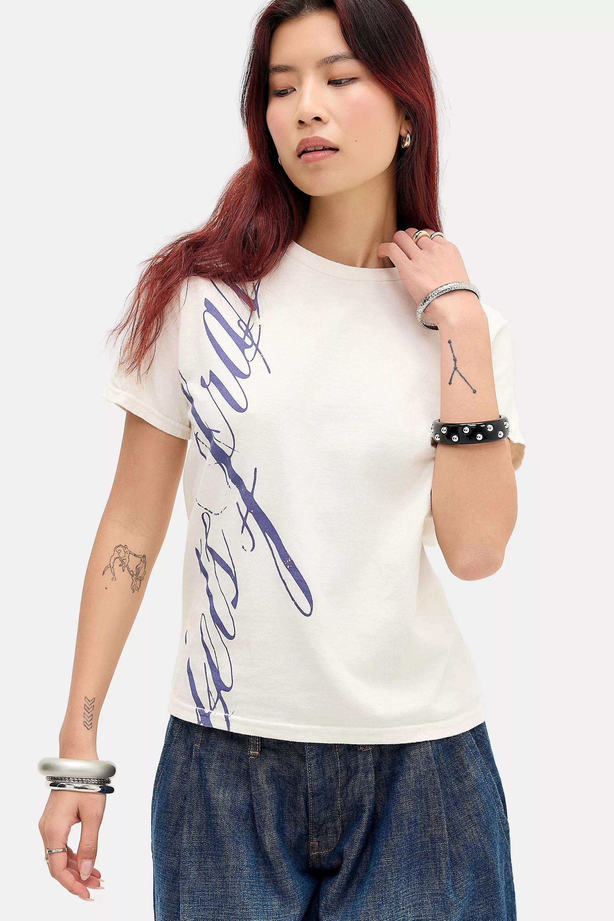 WHITE iets frans.. Script Relaxed Graphic Tee, WHT, medium
