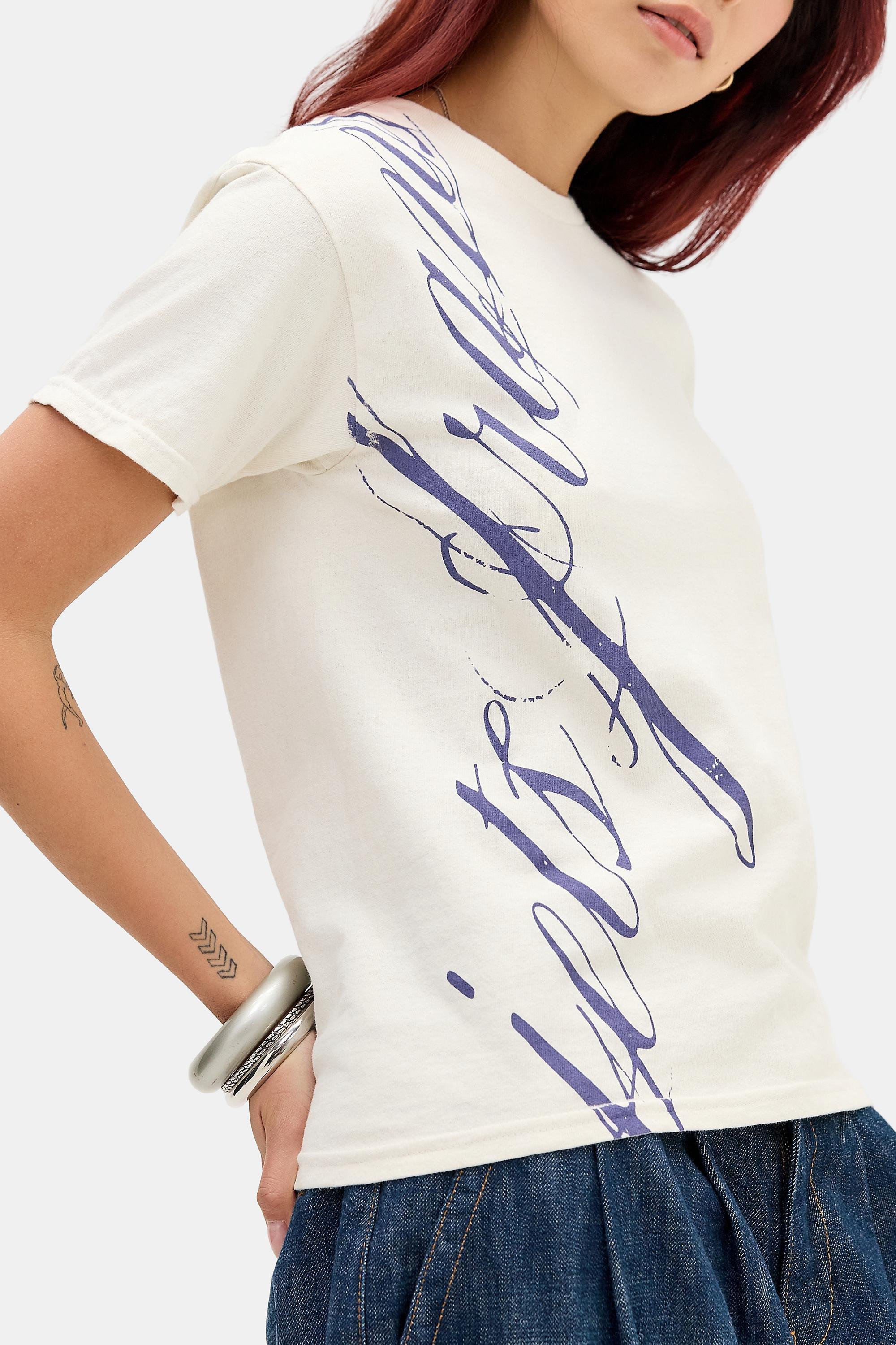 WHITE iets frans.. Script Relaxed Graphic Tee, WHT, medium