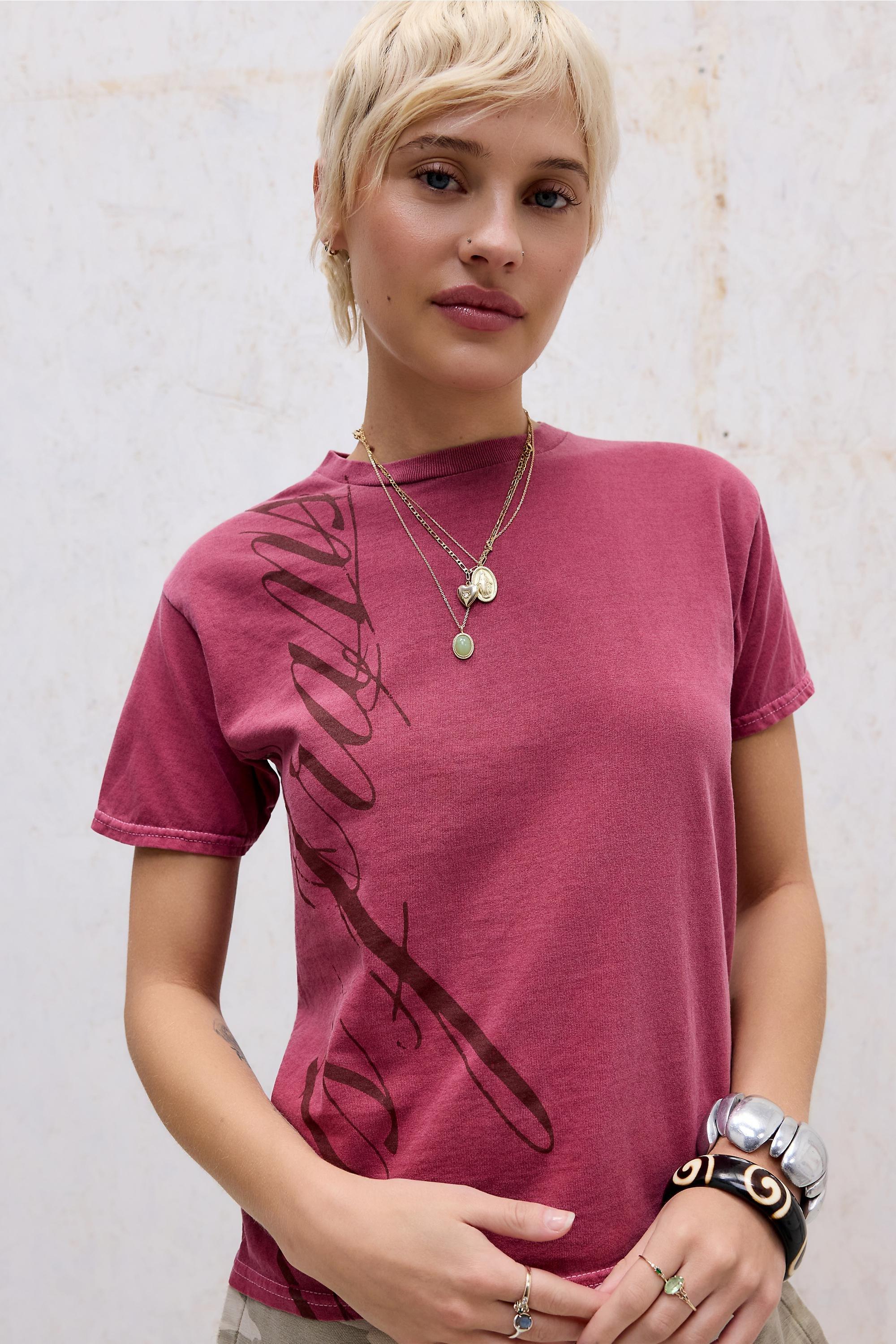 Red iets frans.. Script Relaxed T-Shirt, RED, medium