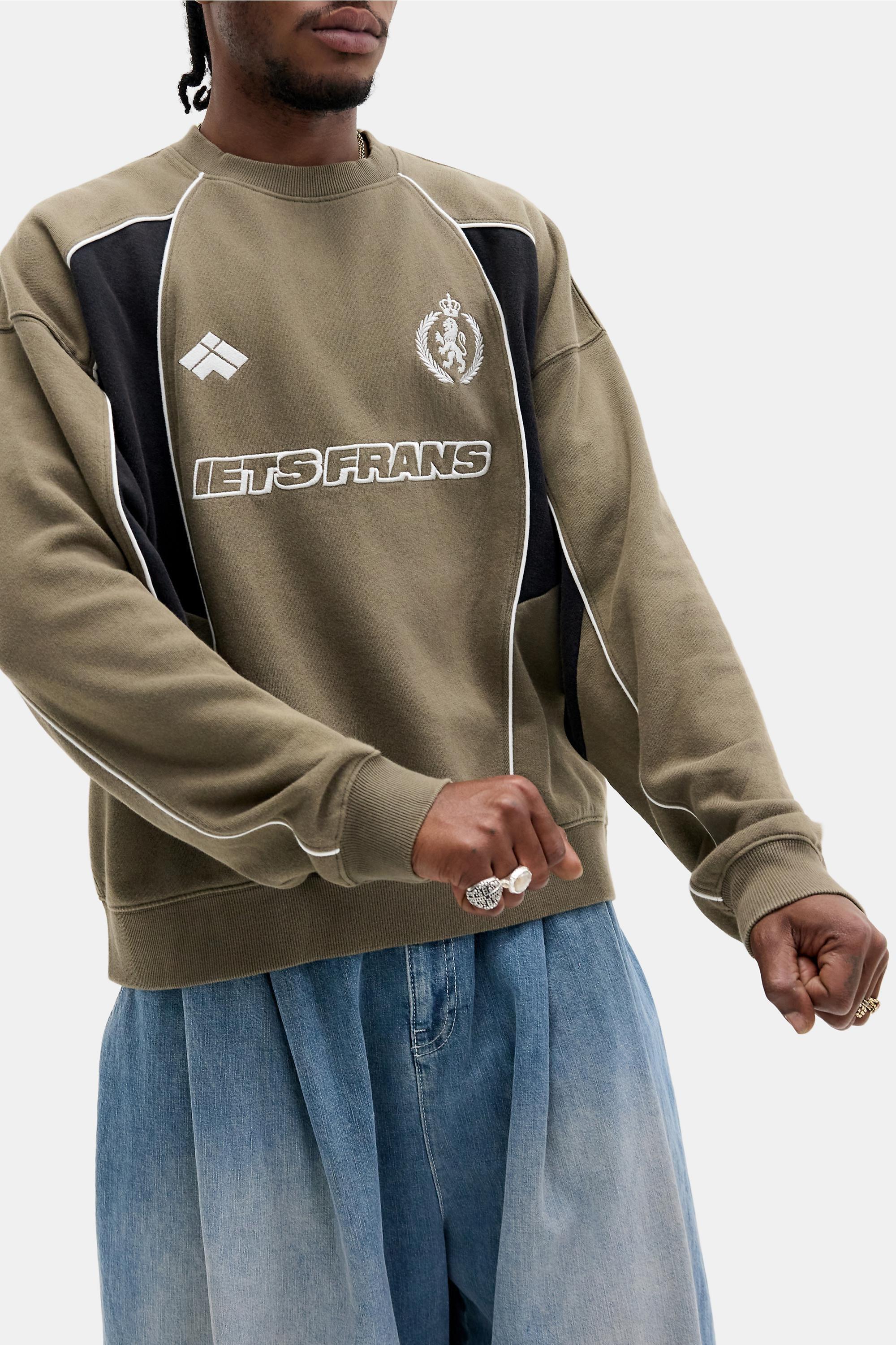 Khaki iets frans... Khaki Piped Sweatshirt, KHAKI, medium