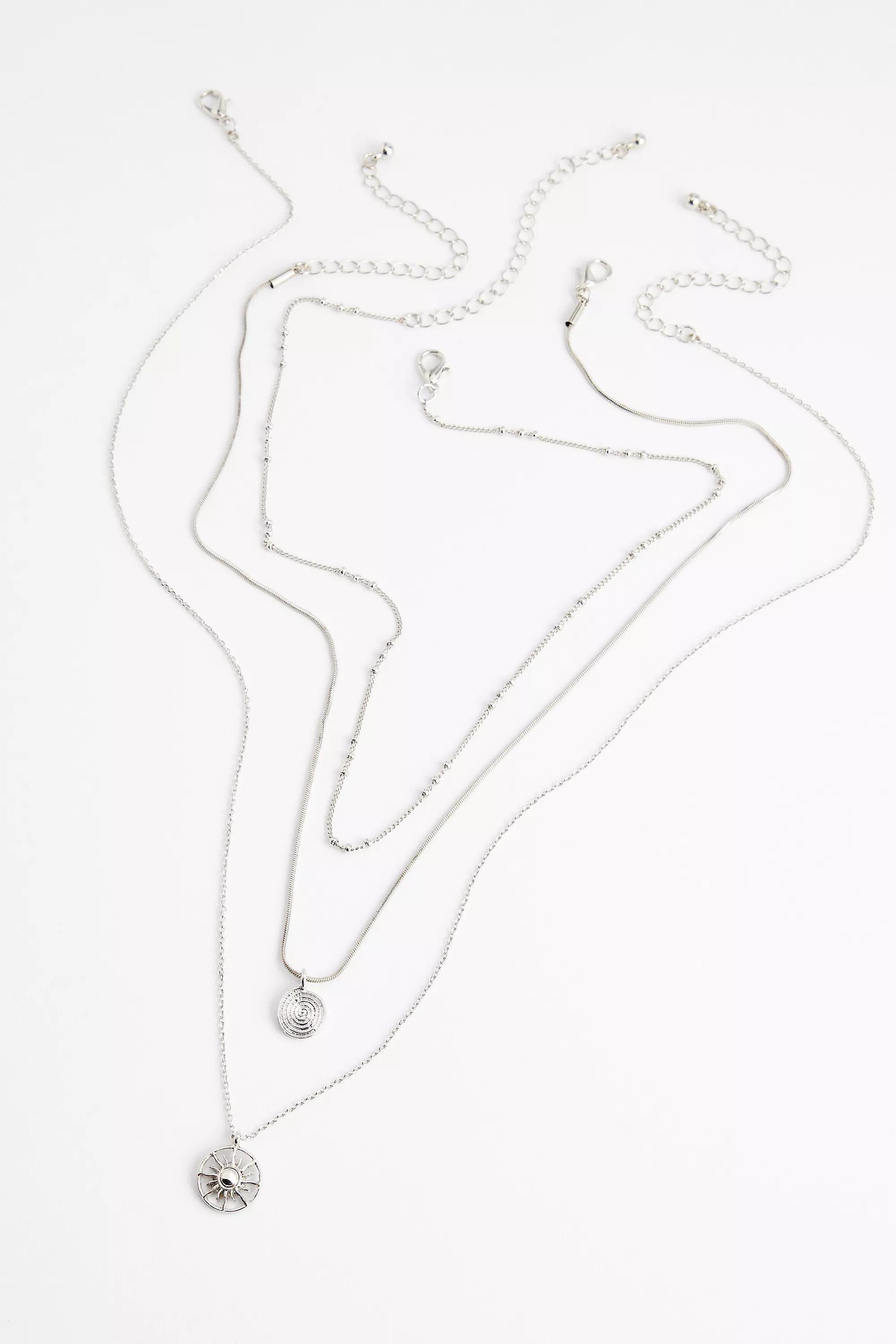 Silver Uo Sun Circle Pendant Necklaces 3-Pack, SLVR, large image number 2