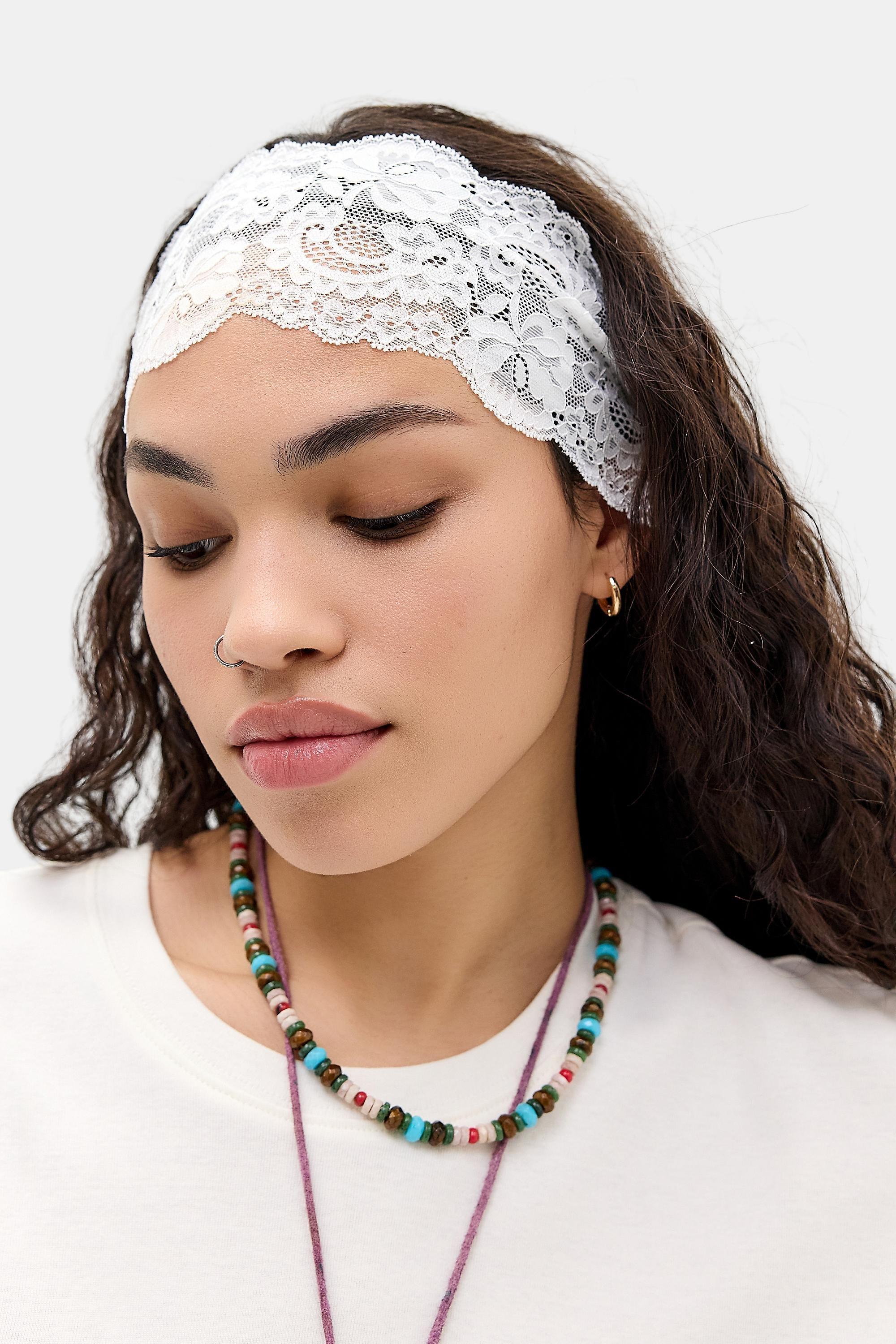 CREAM Extra Wide Lace Headband, CREME, large image number 0