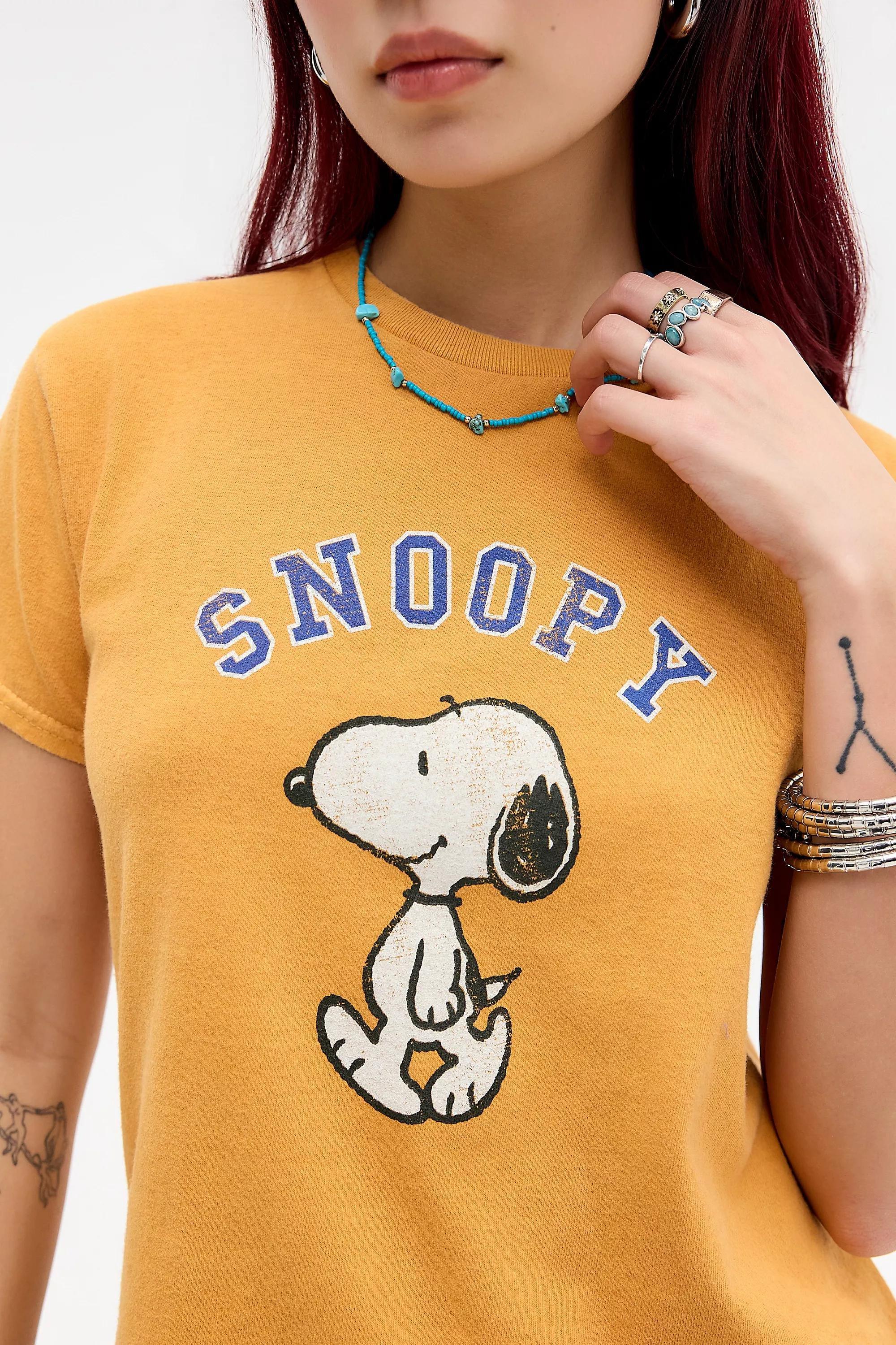 ORANGE UO Varsity Snoopy Relaxed T-Shirt, ORANGE, medium