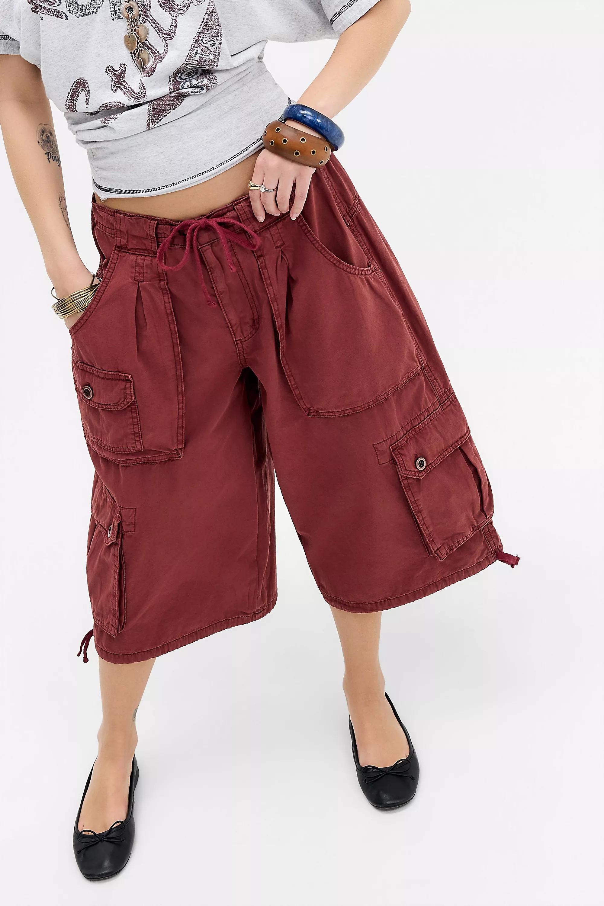 Red Bdg Diego Crop Cargo Trousers, RED, medium