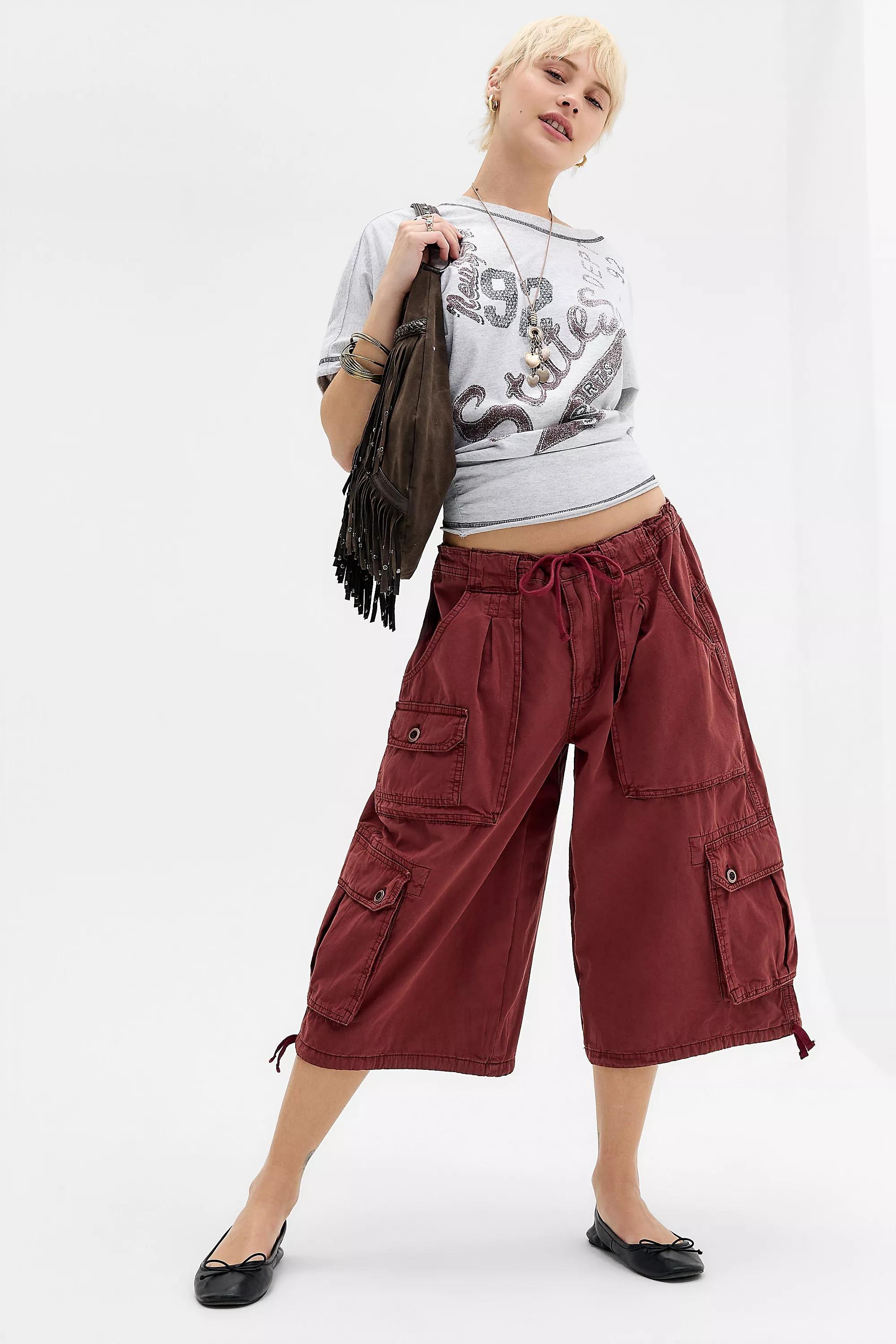 Red Bdg Diego Crop Cargo Trousers, RED, medium