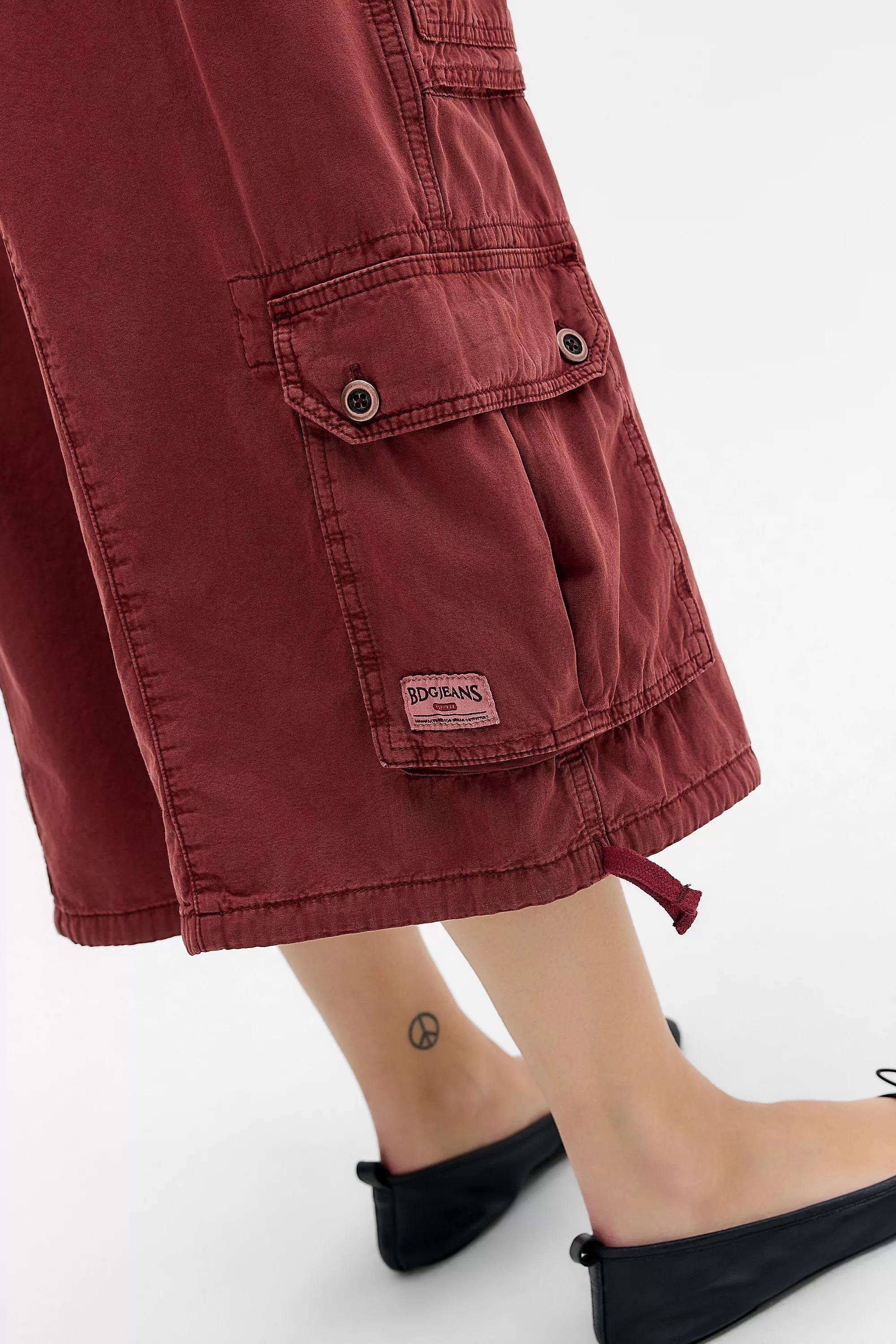 Red Bdg Diego Crop Cargo Trousers, RED, large image number 3
