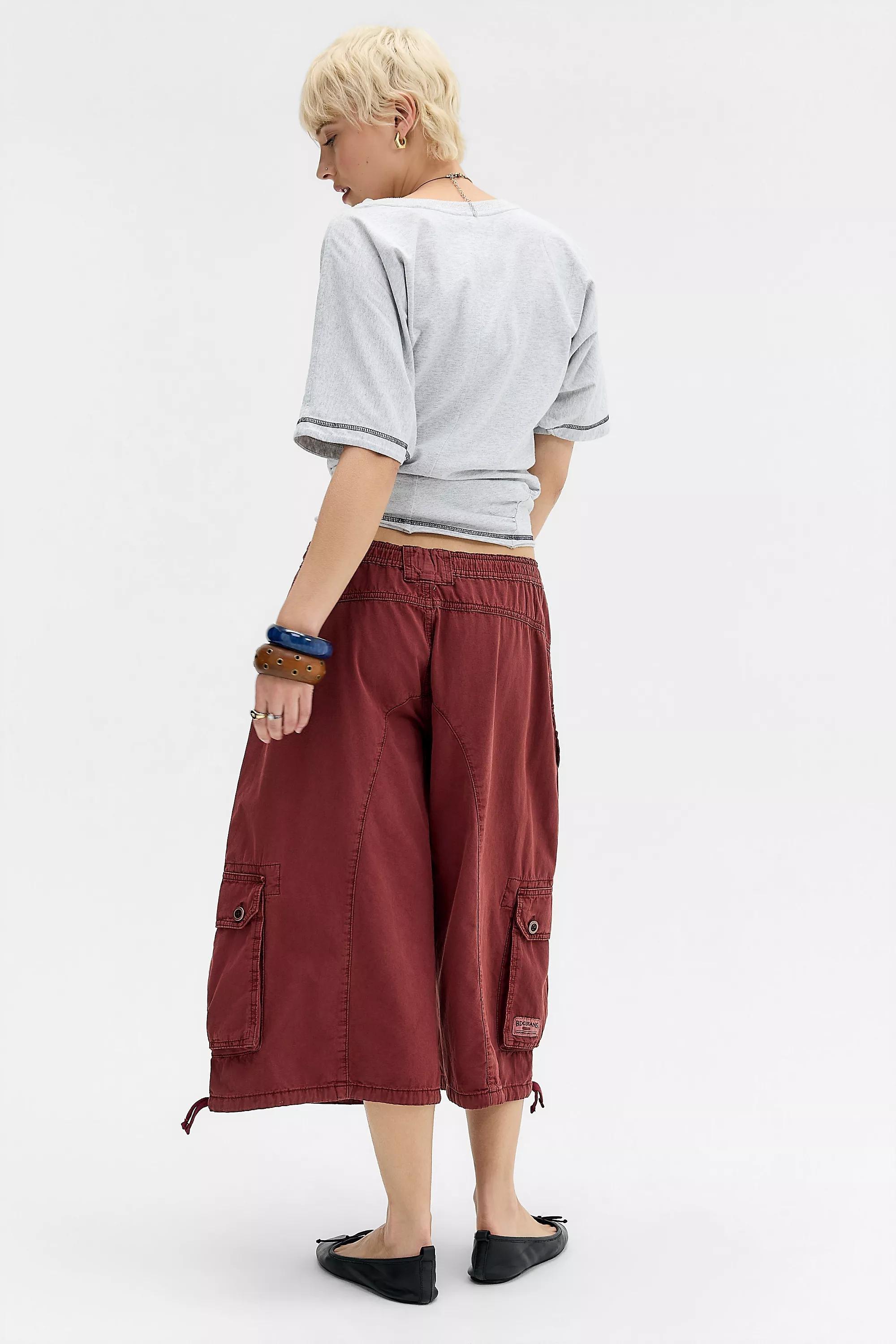 Red Bdg Diego Crop Cargo Trousers, RED, large image number 4