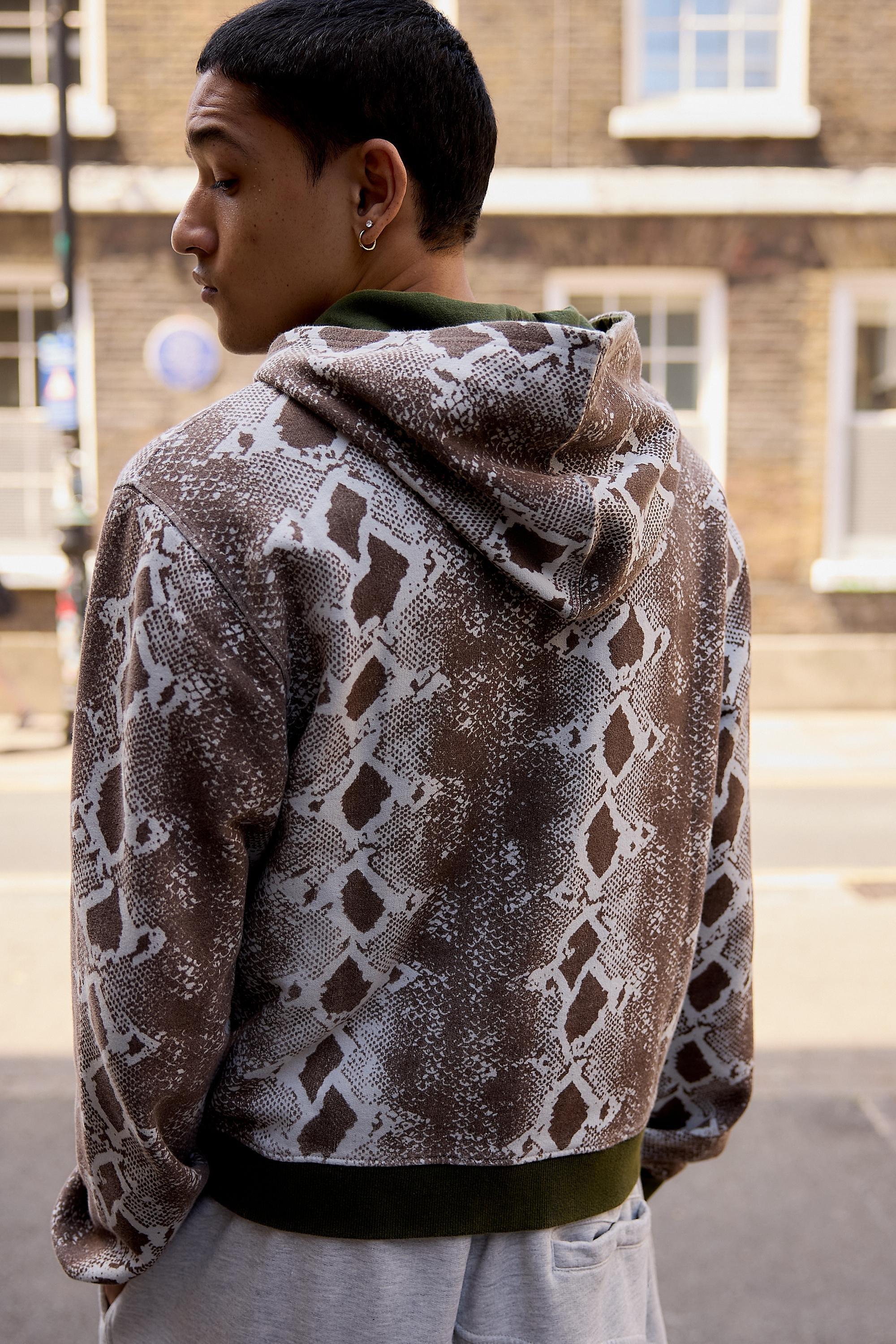 iets frans... Snake Print Zip-Through Hoodie, Multicolour, A301_0293, large image number 3
