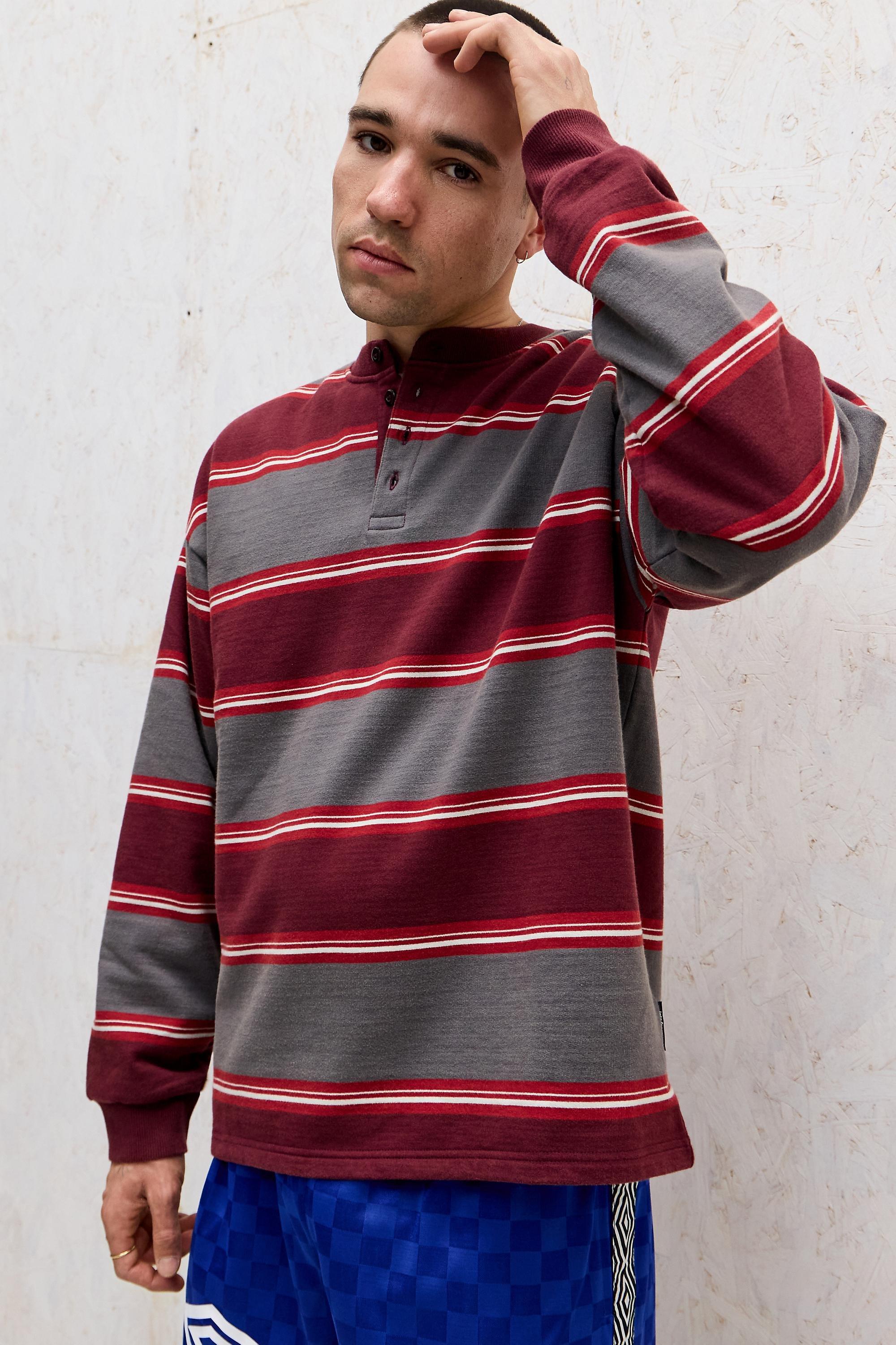 Red iets frans... Striped Henley T-Shirt, WINE, large image number 0