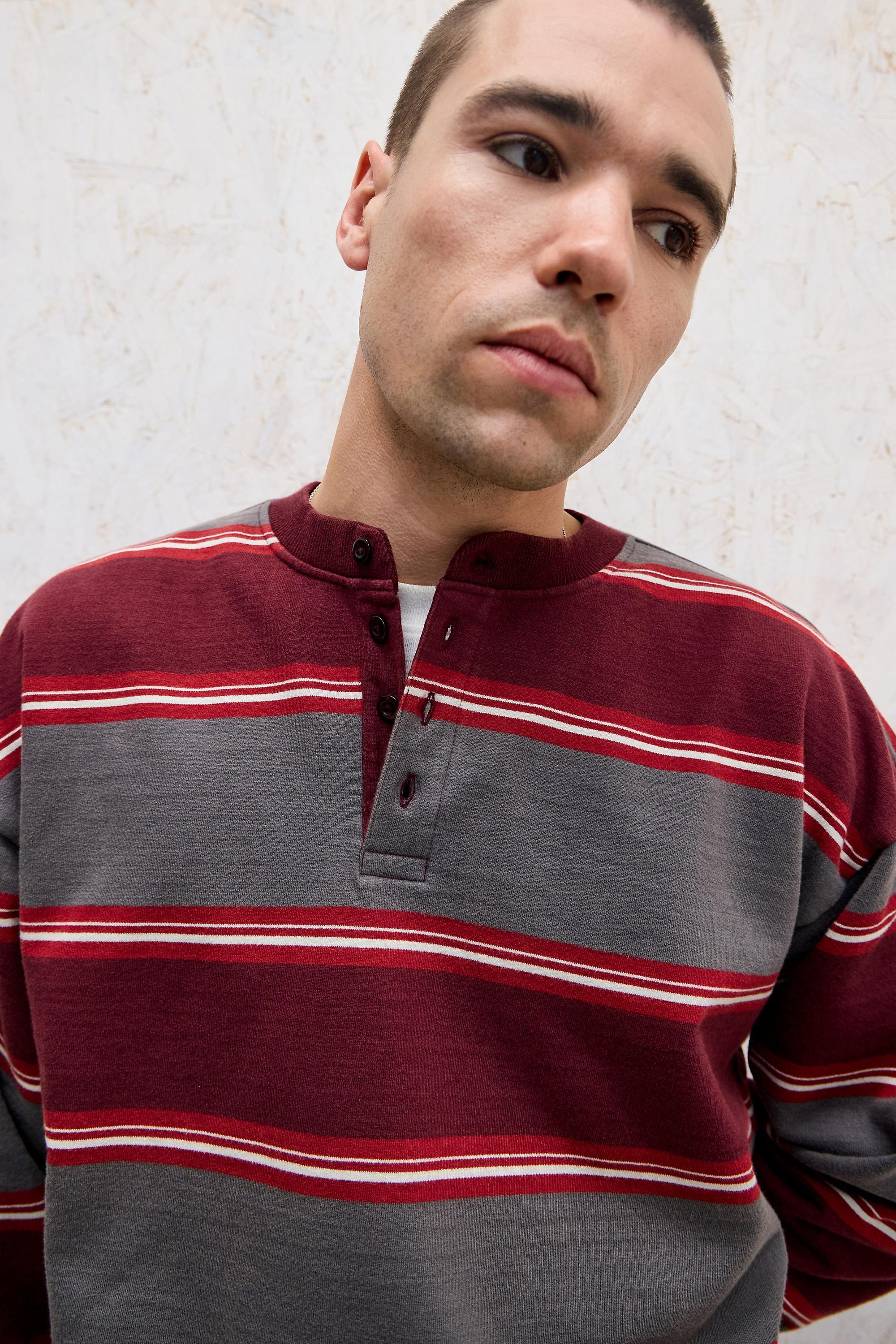 Red iets frans... Striped Henley T-Shirt, WINE, large image number 2
