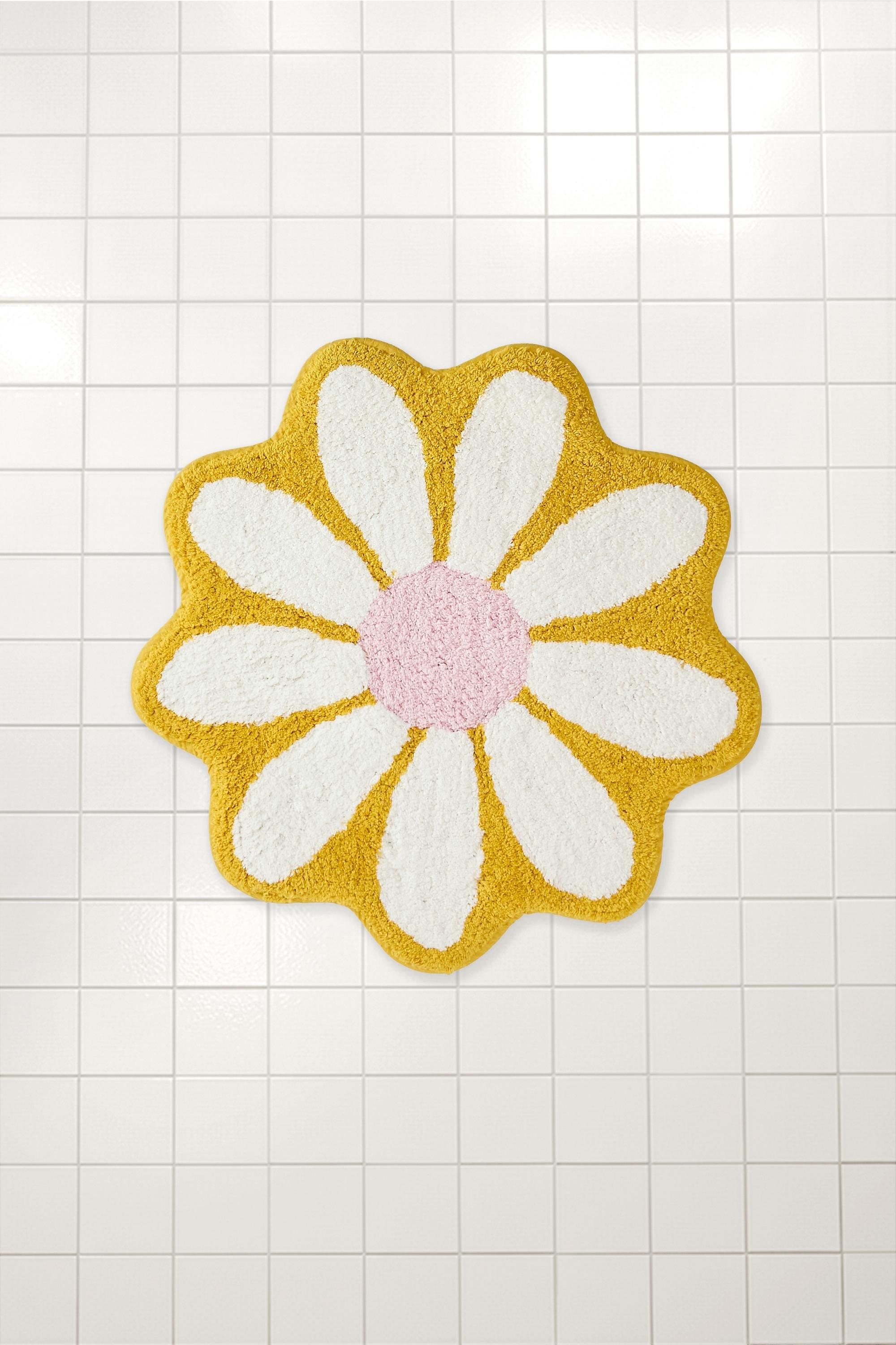 Yellow Daisy Mini Bath Mat, YEL, medium
